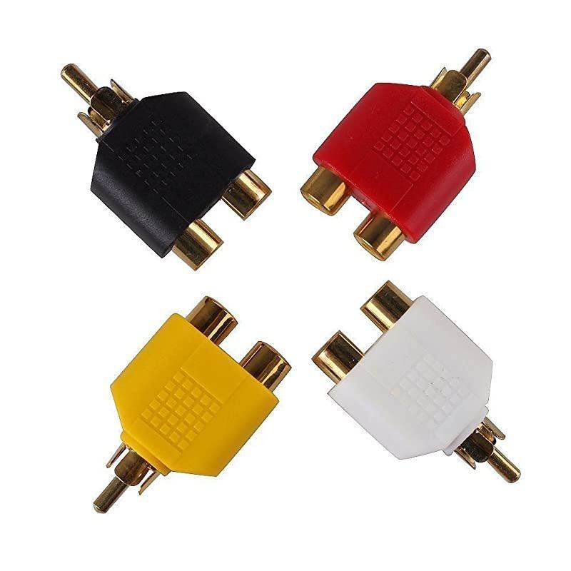 4pcs RCA Y Splitter Adapter 2 Female to 1 Male for Audio Video Av Tv Cable Convert
