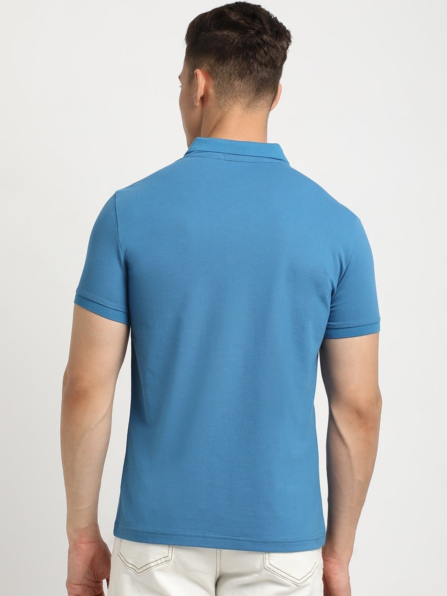 The Bear House Blue Slim Fit Polo T-Shirt