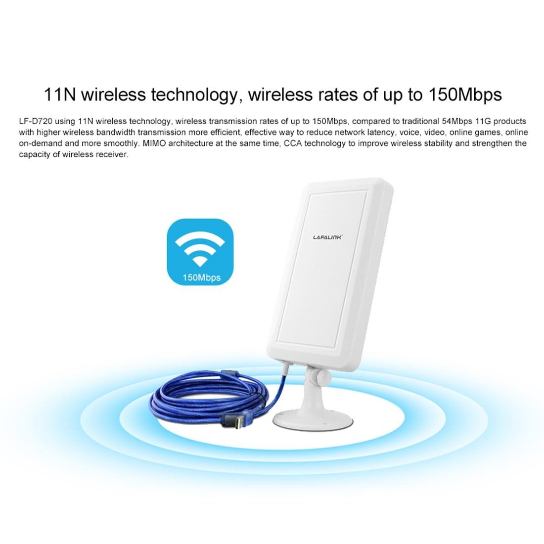 LF-D720 150Mbps Outdoor High Gain Wireless USB Adapter with 10m Cable