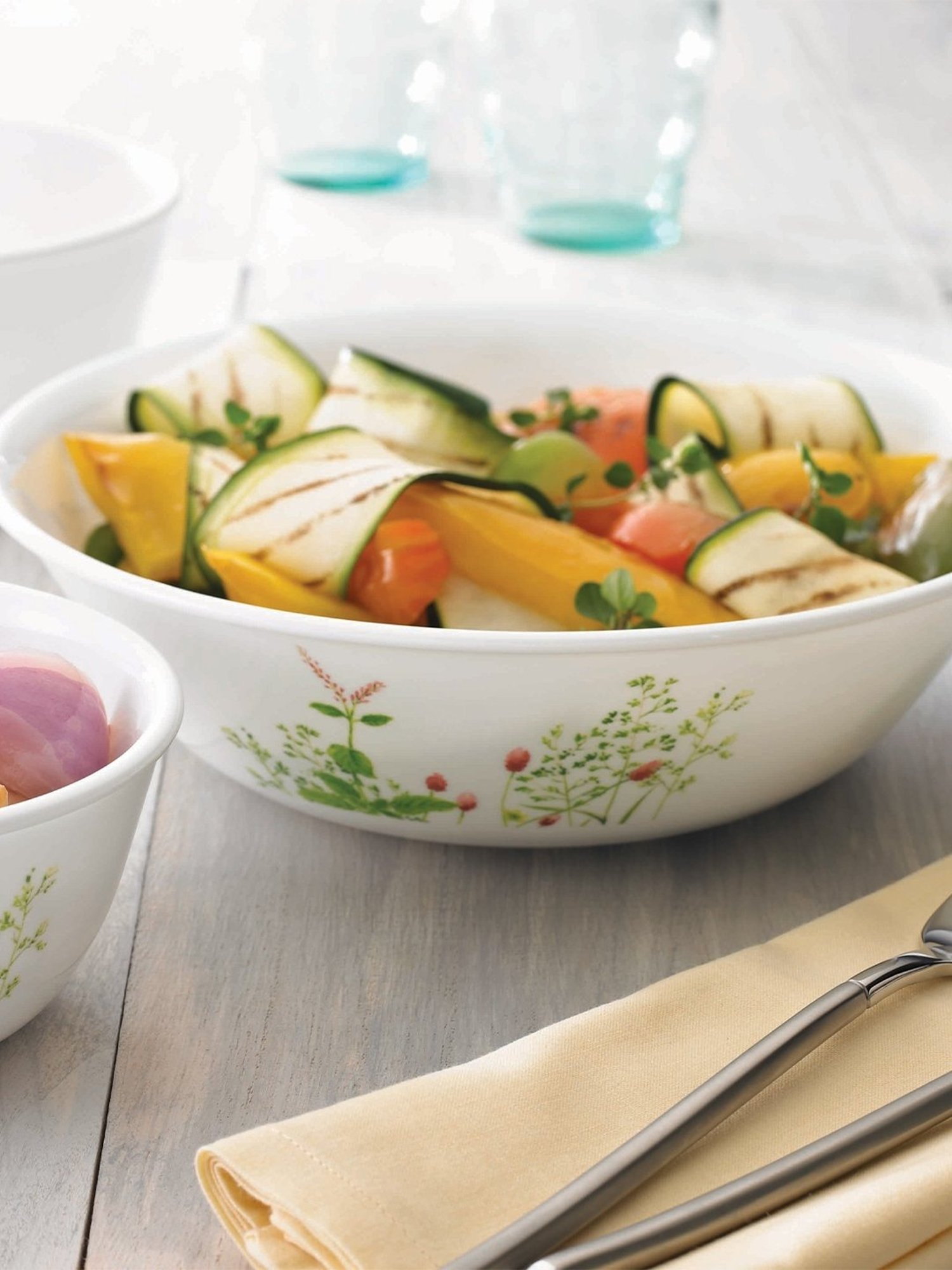 Corelle Asia Provence Garden 26cm Dinner Plate (2Pcs) & 177ml Katori (2Pcs) Pack of 4