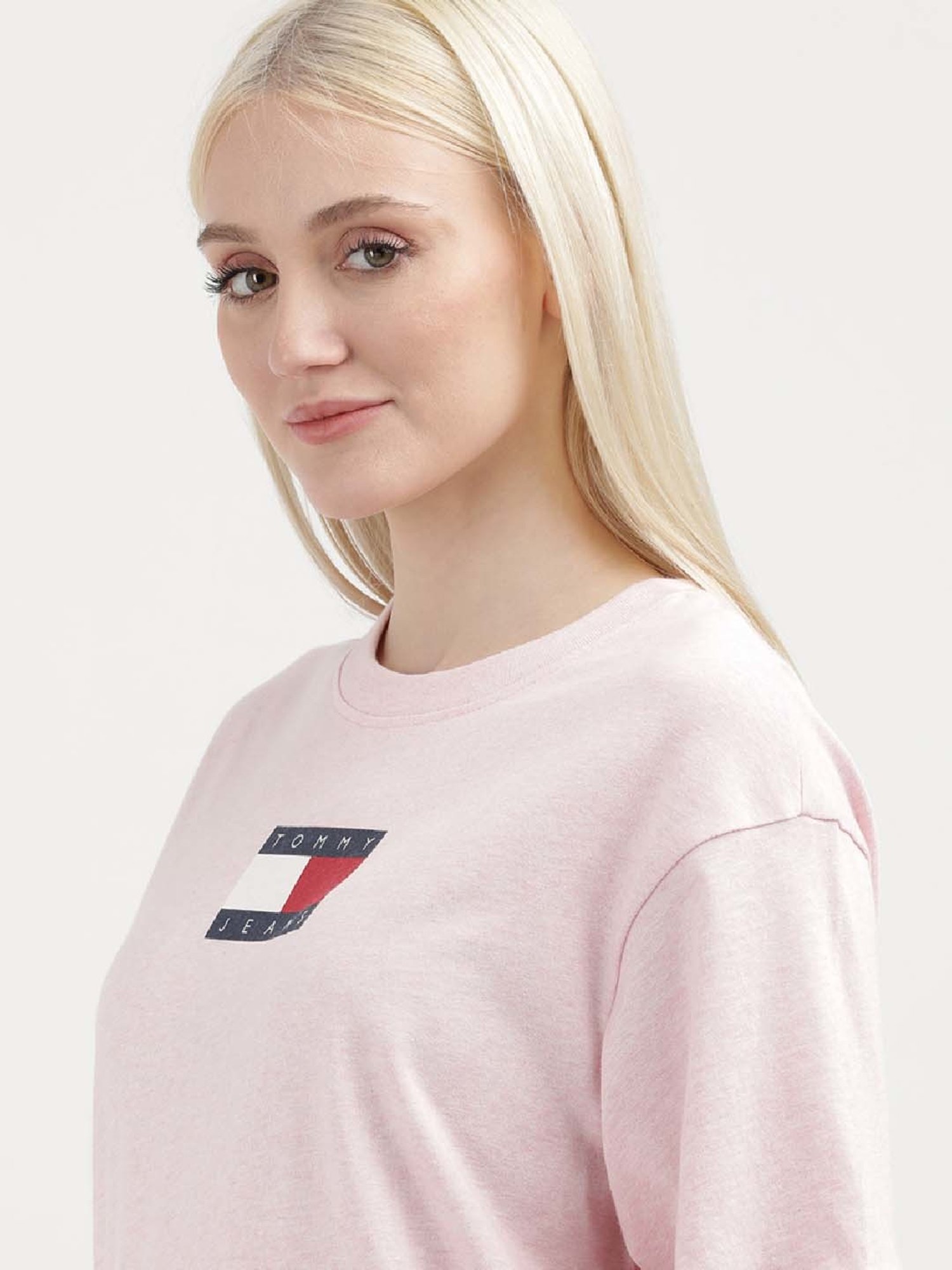 TOMMY HILFIGER Pink Cotton Logo Print T-Shirt