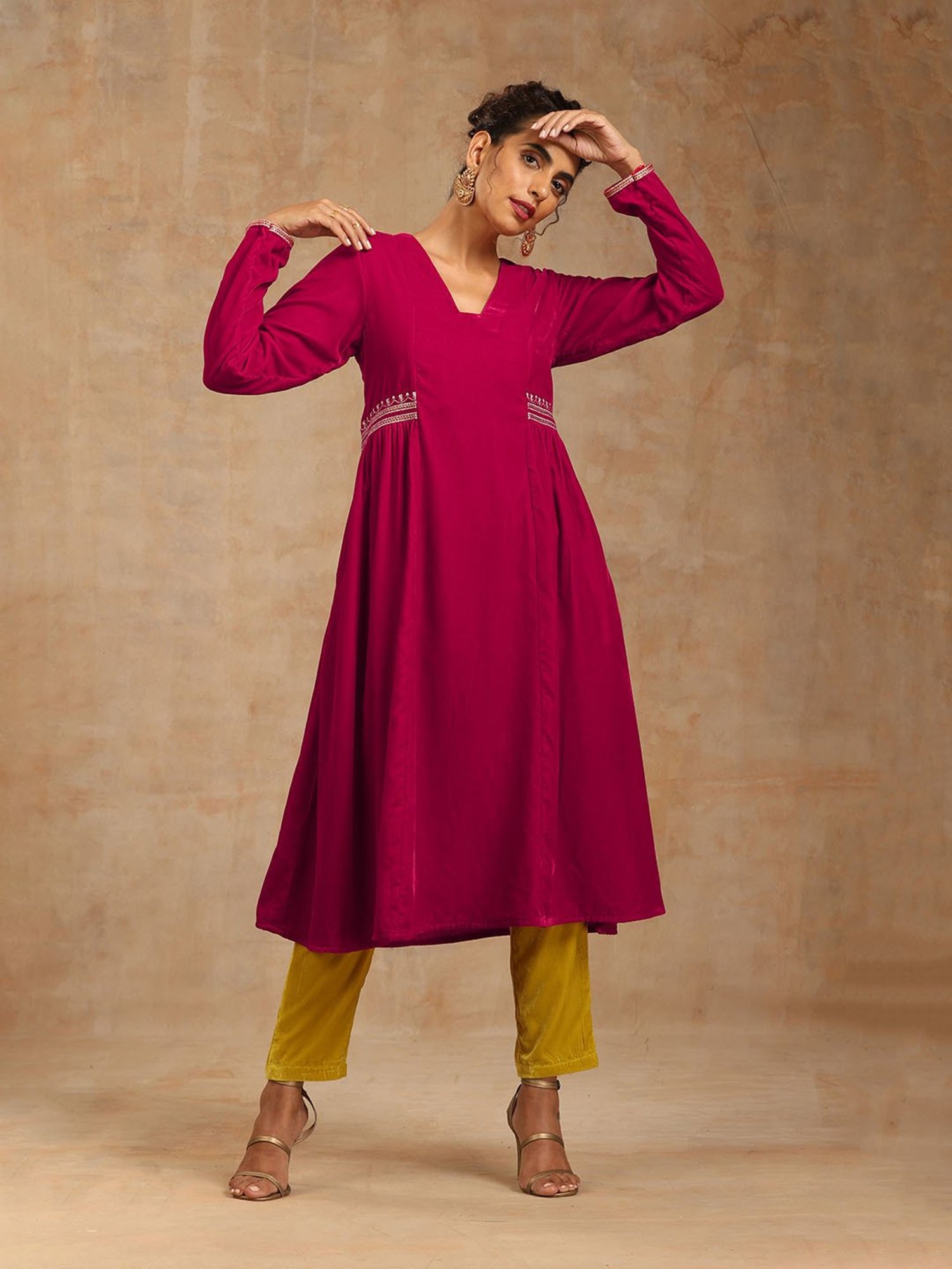 true Browns Lime Green Velvet Pants