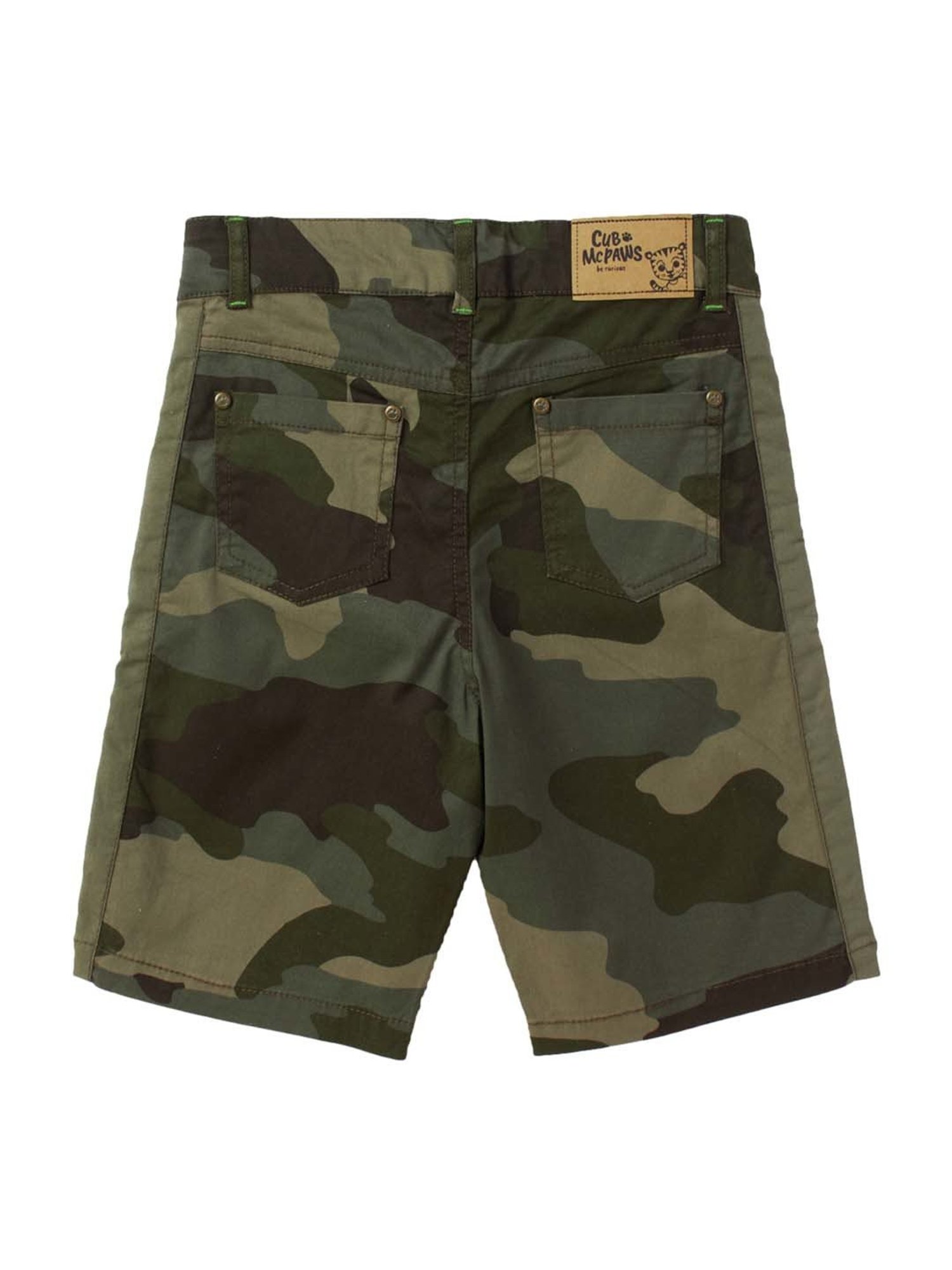 Cub McPaws Kids Multicolor Cotton Camouflage Shorts