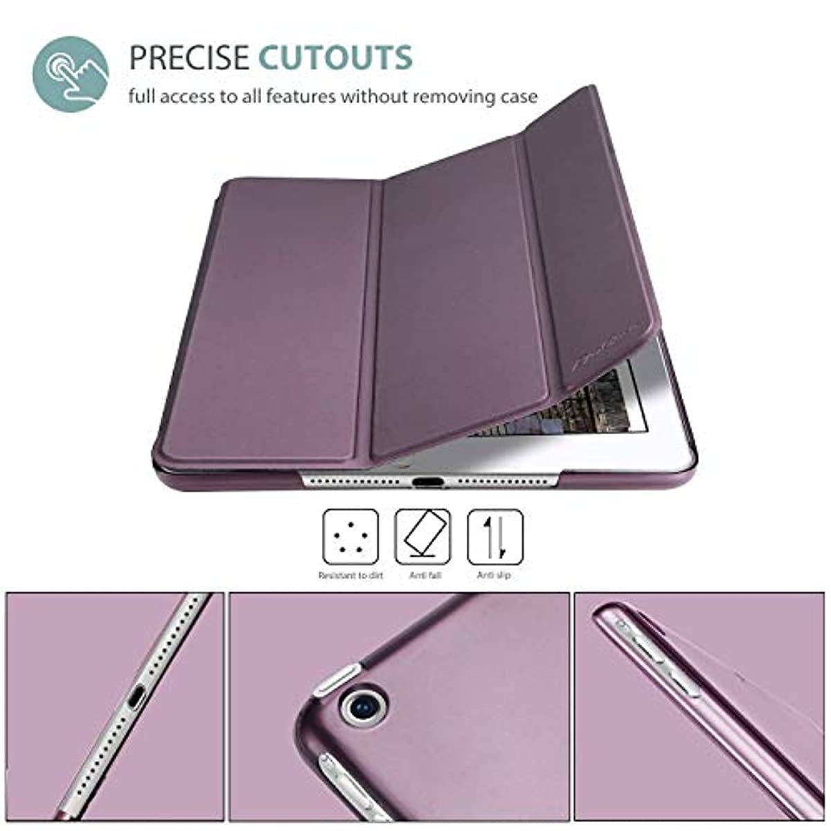 ProCase Purple iPad Mini 1 2 3 Slim Lightweight Case(Old Model A1432 A1) Bundle with Black Slim Compact Portable Wireless Keyboard