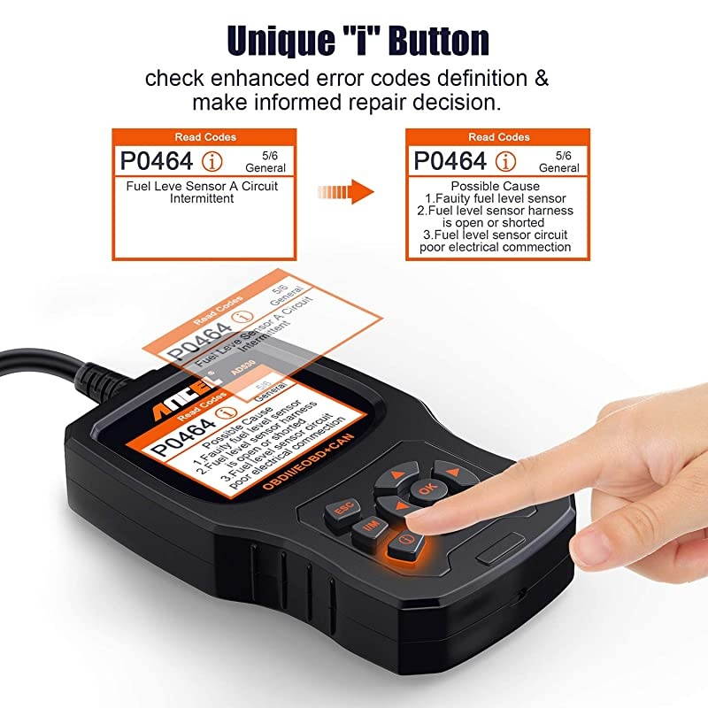 AD530 Vehicle OBD2 Scanner Car Code Reader Diagnostic Scan Tool with Enhanced Code Definition and Upgraded Graphing Battery Status