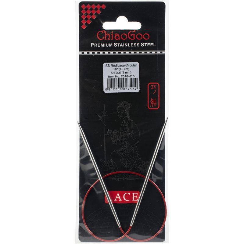 ChiaoGoo Red Lace Stainless Circular Knitting Needles 16"  -Size 2.5/3mm