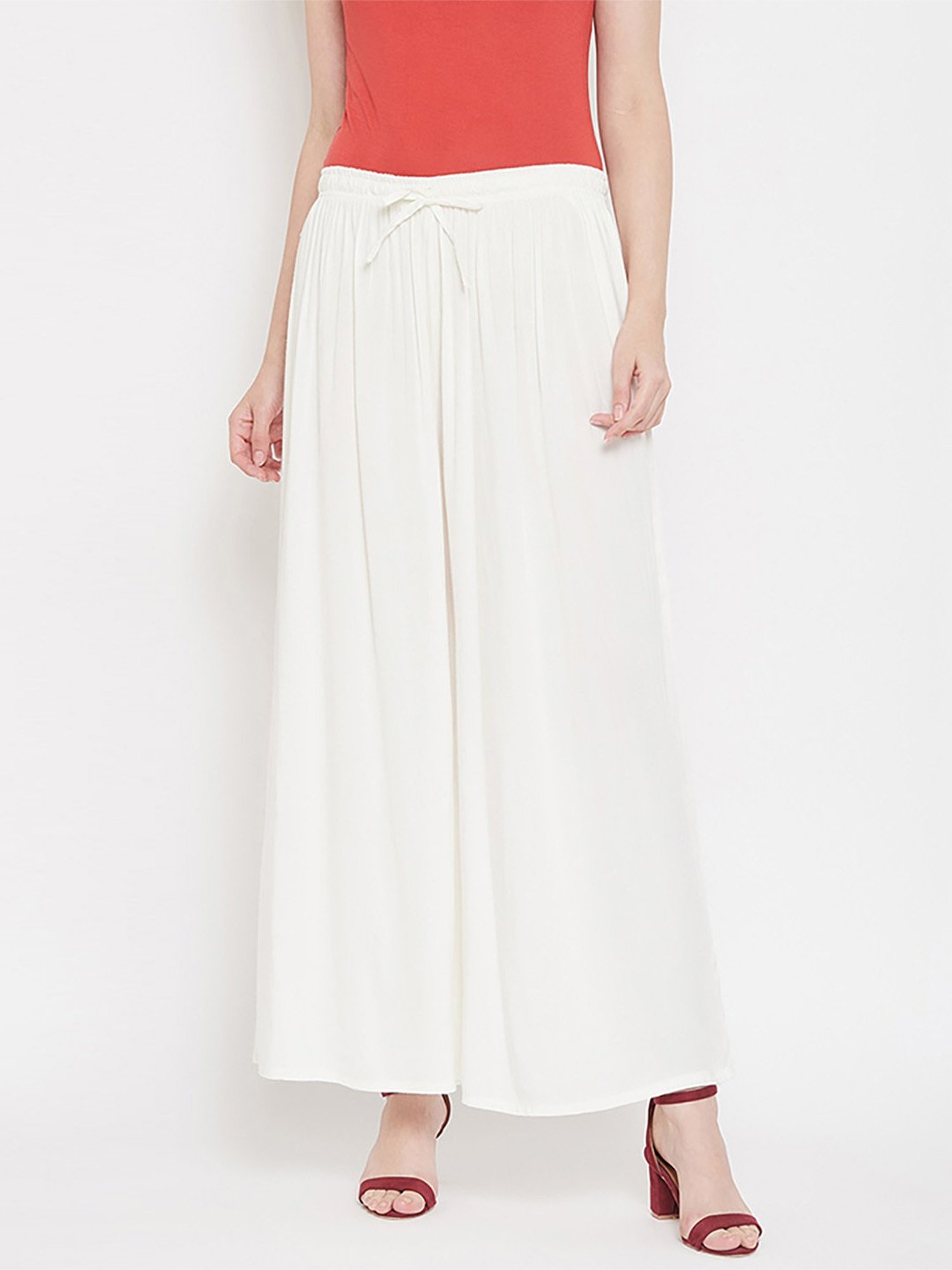 Castle Off-White Regular Fit Palazzos