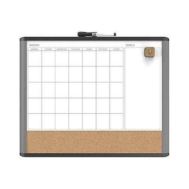 UBrands MOD Magnetic Dry Erase 3-In-1 Calendar Board 20 x 16 Inches Black and...