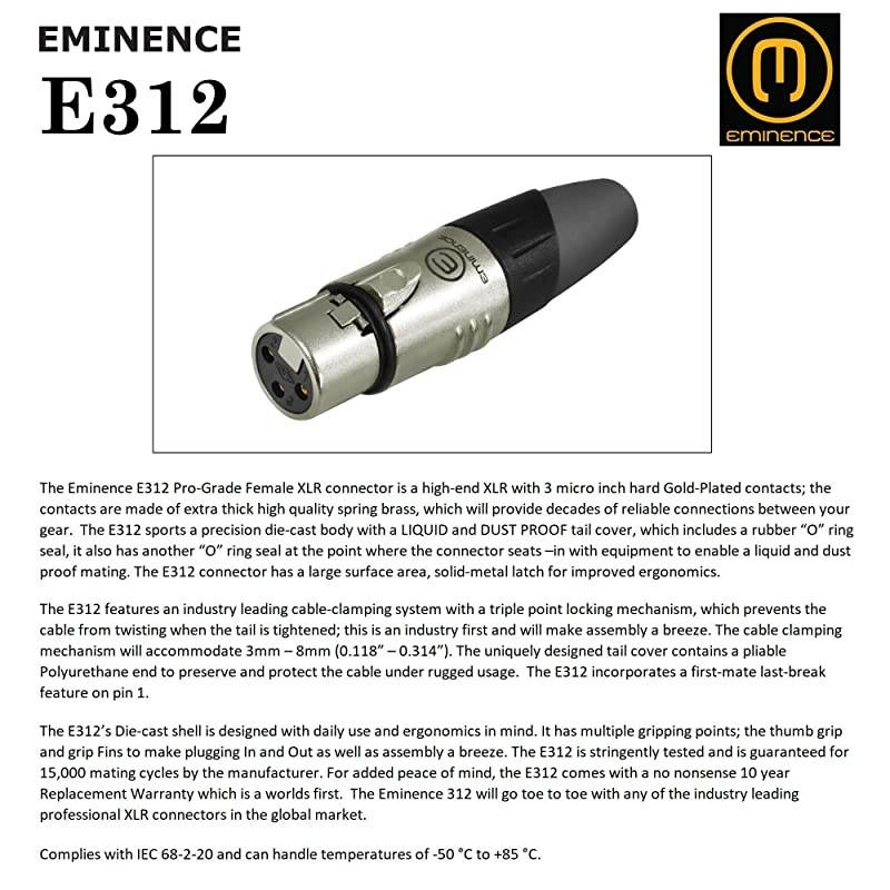 2 Units 12 Foot HQ4 Star Quad Balanced Male to Female Microphone Cables with Eminence E311 amp E312 Gold XLR Connectors UV Protected amp Road Ready