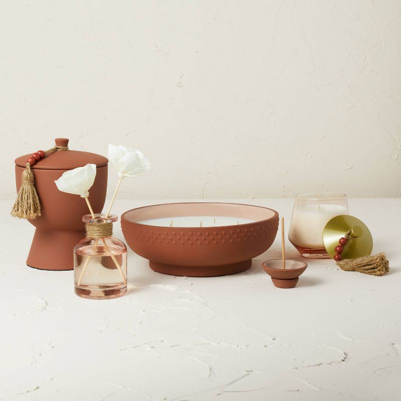 31oz Terracotta Jar 6-Wick Pink Wooded Rose Candle - Opalhouse™ designed with Jungalow™