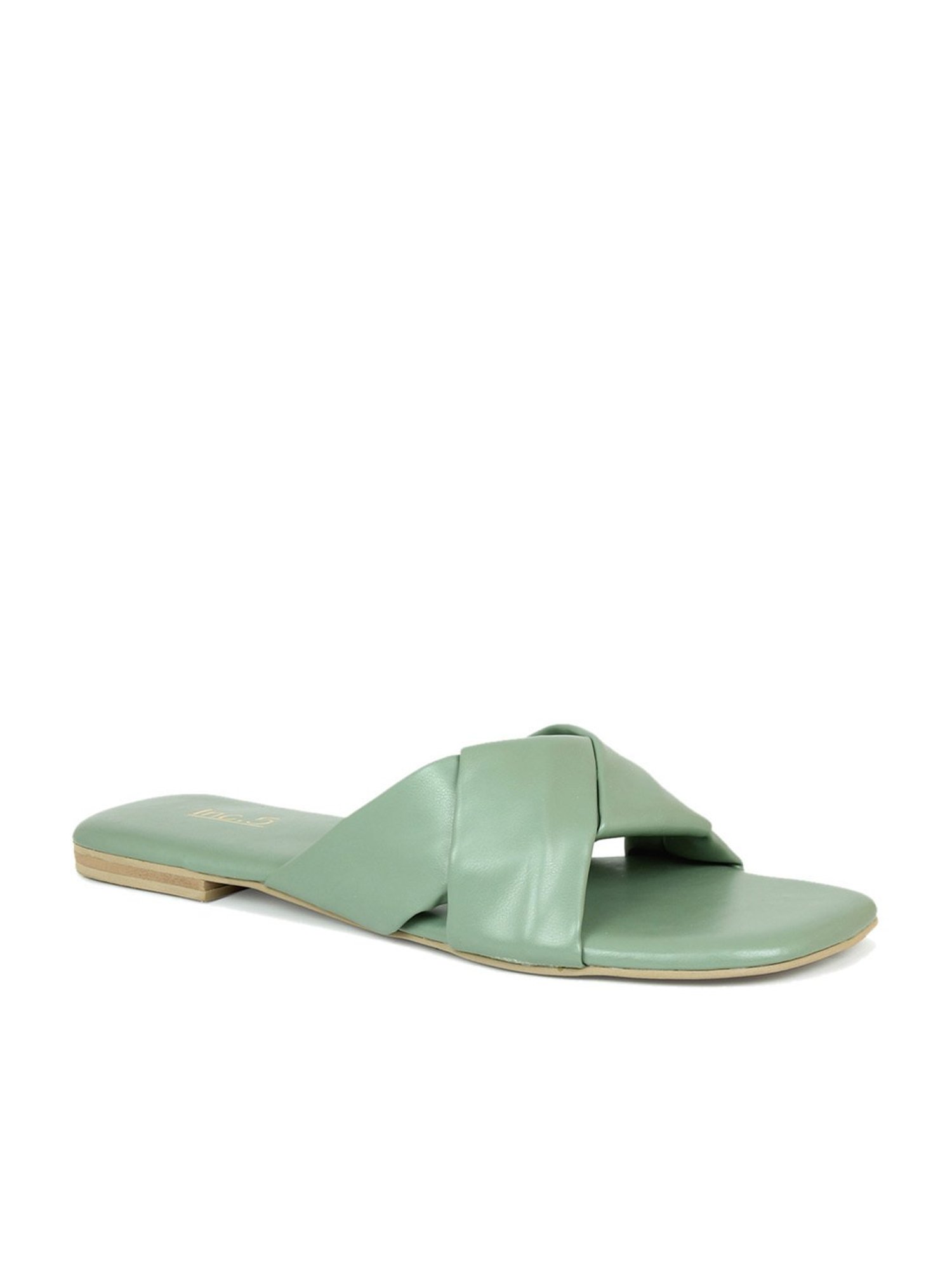 Inc.5 Women's Green Cross Strap Sandals