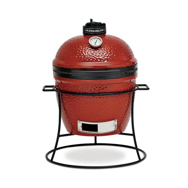 Kamado Joe Joe Jr. Portable Outdoor Ceramic Charcoal Grill & Sturdy Stand, Red
