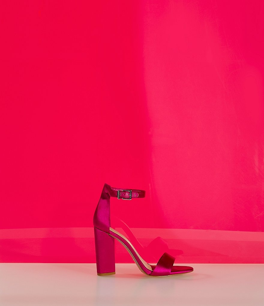 Gianni Bini Joenah Satin Ankle Strap Block Heel Dress Sandals