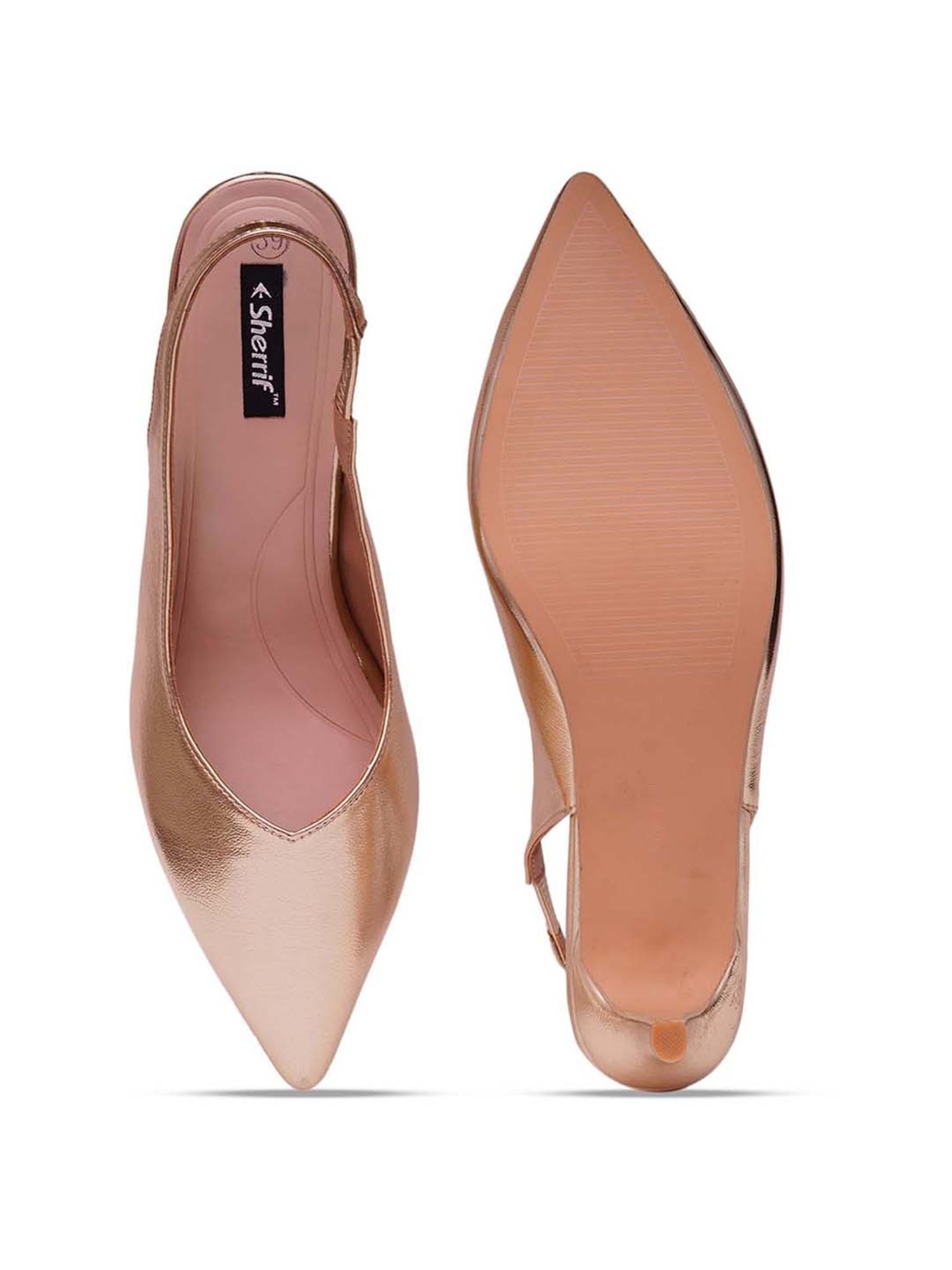 Sherrif Women's Golden Sling Back Stilettos