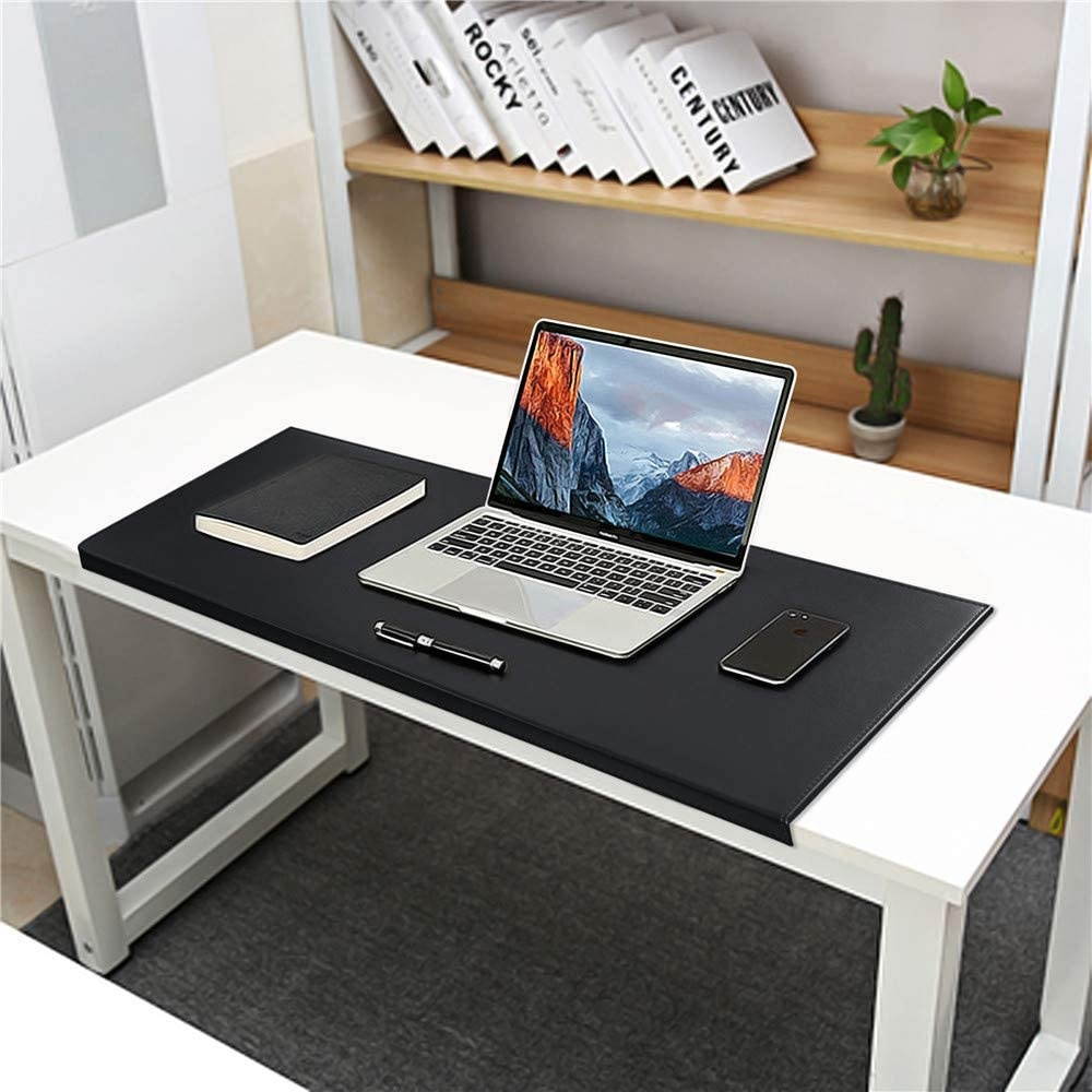 Non-Slip 31.5&rdquo;x 15.8" Soft Leather Surface Office Desk Mouse Mat Pad with Full Grip Fixation Lip Table Blotter Protector