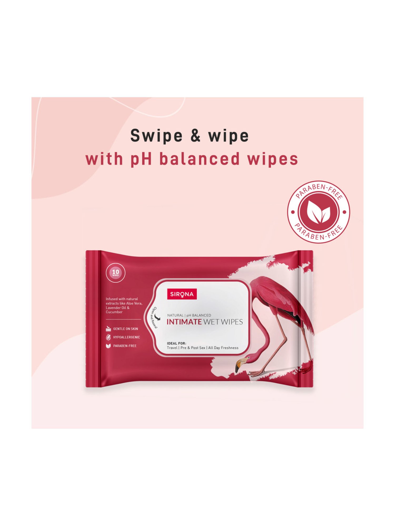 Sirona Intimate Wet Wipes - 30 Wipes (3 Pack - 10 Wipes Each)