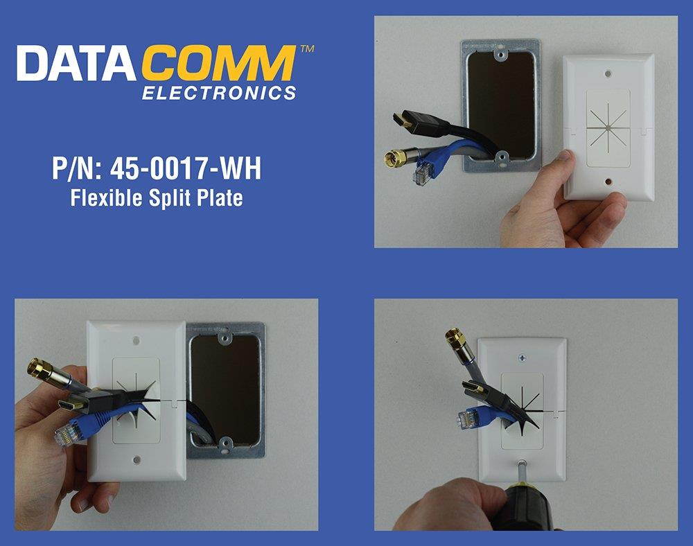 DataComm Electronics 45-0017-LA Split Style TV Plate with Flexible AV/HDMI Cable Pass-Through