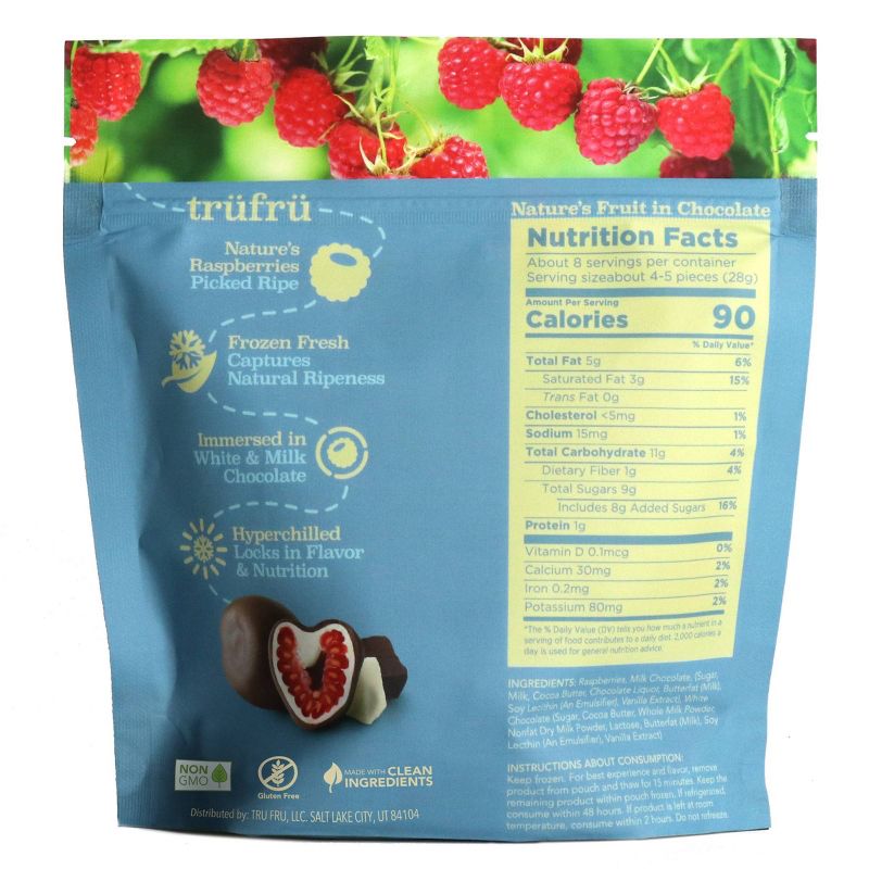 Tru Fru White & Milk Chocolate Frozen Whole Raspberries - 8oz