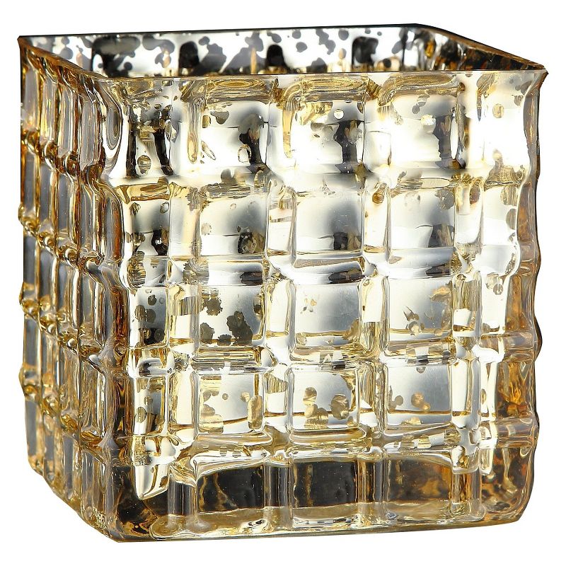 Glass Candleholder Gold - Diamond Star