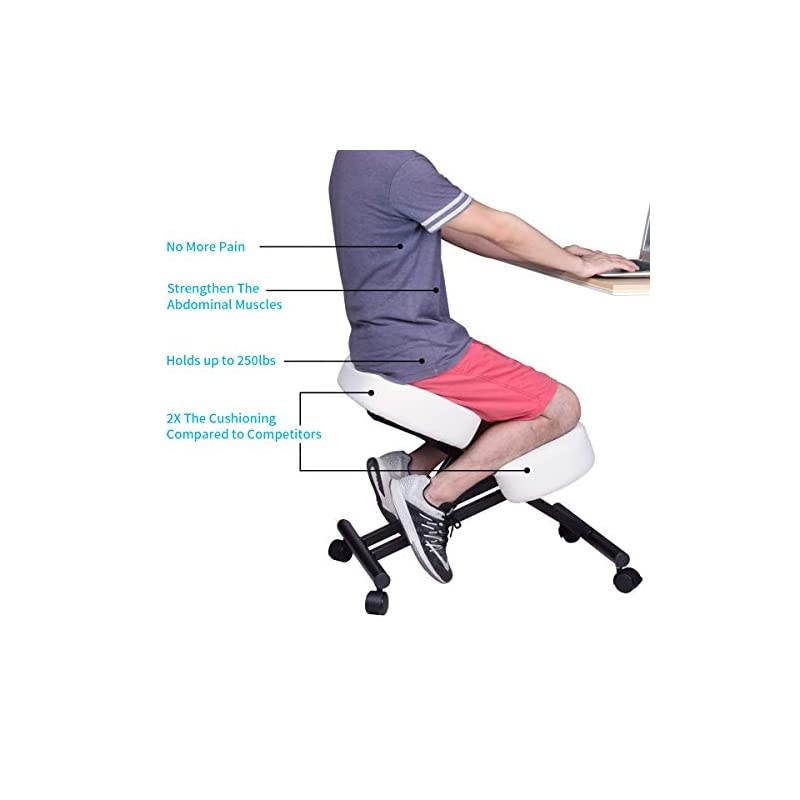 by VIVO Ergonomic Kneeling Chair, Adjustable Stool for Home and Office - Improve Your Posture with an Angled Seat - Thick Comfortable Cushions, White, DN-CH-K01W