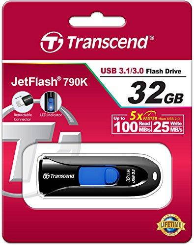 Transcend JetFlash 790 USB 3.0 32GB Flash Drive (Black) TS32GJF790K