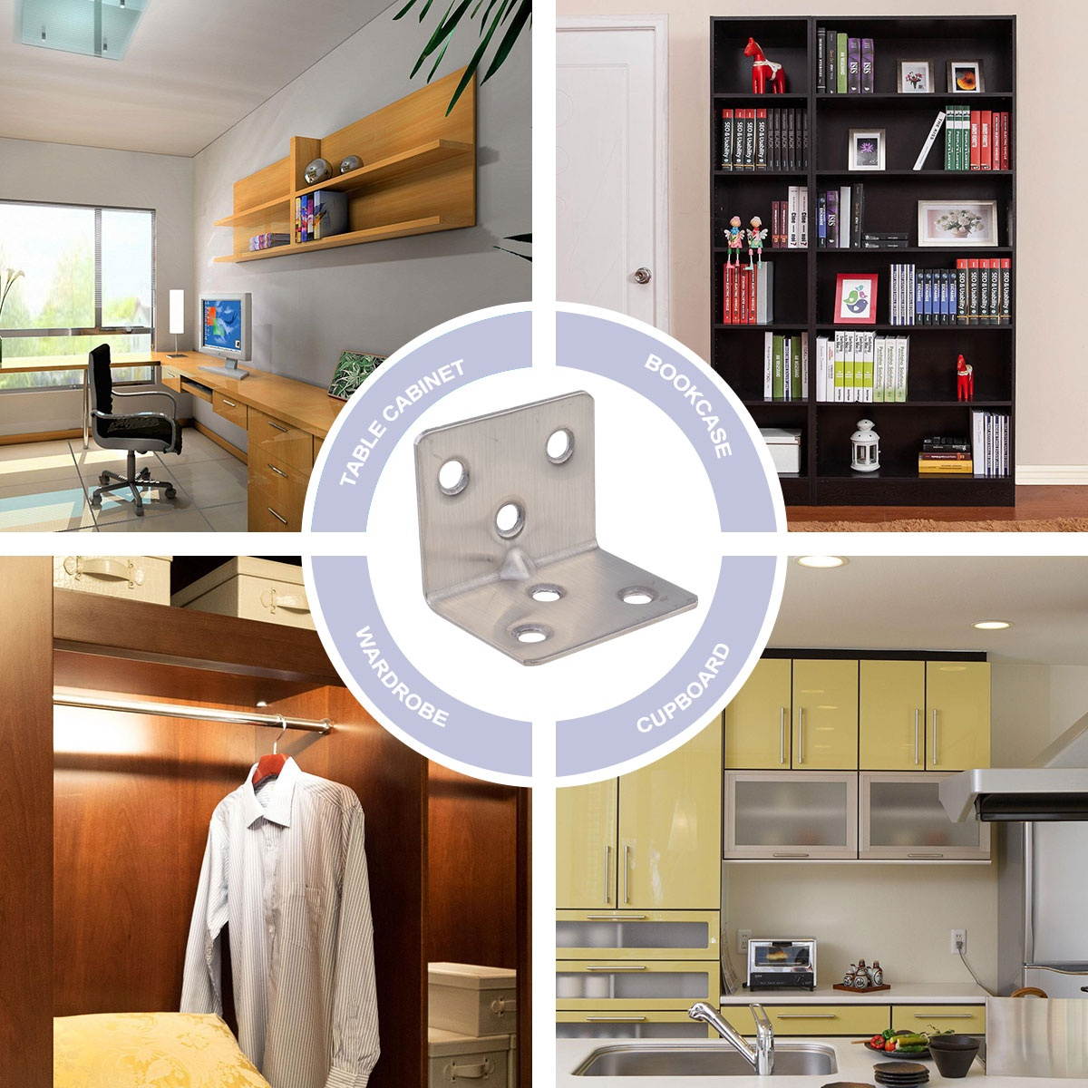 12pcs Triangle Stainless Steel L Shaped Corner Brace Shelf Brackets Right Angle