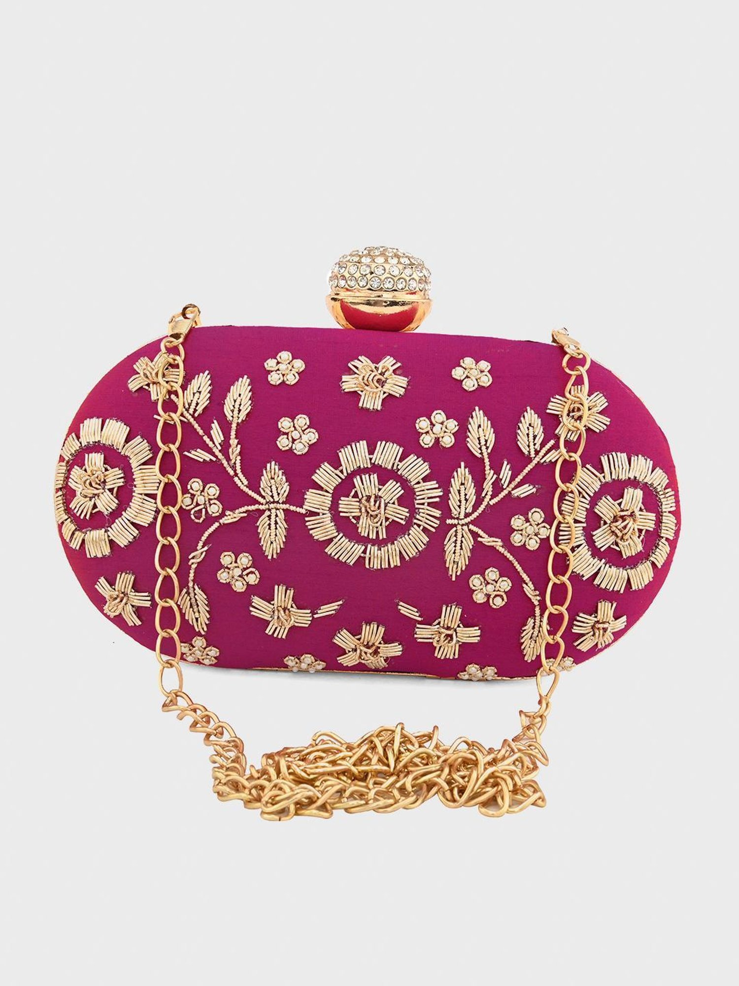 Gaurapakhi Purple Embroidered Clutch