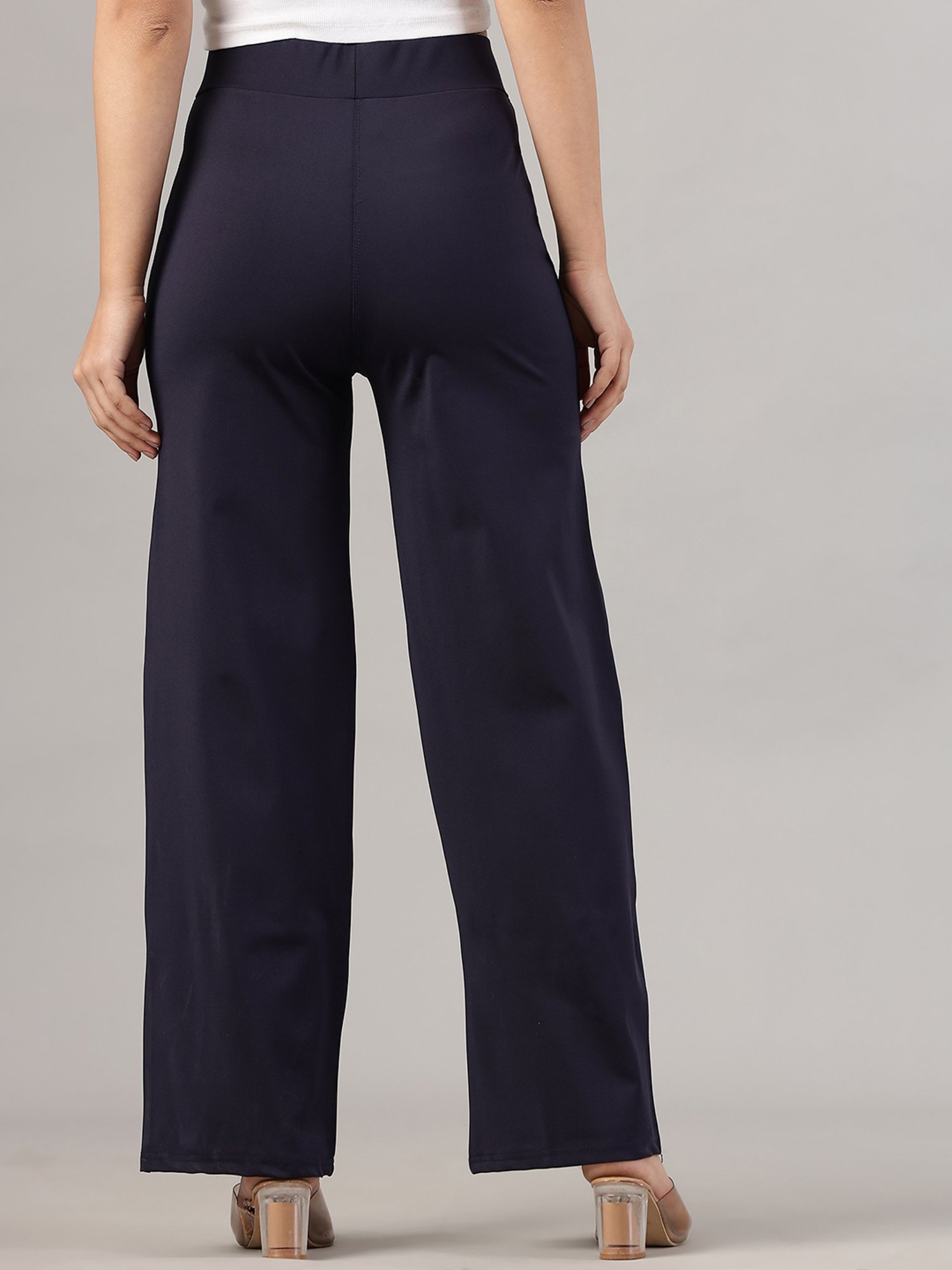 FITHUB Navy Relaxed Fit High Rise Trousers