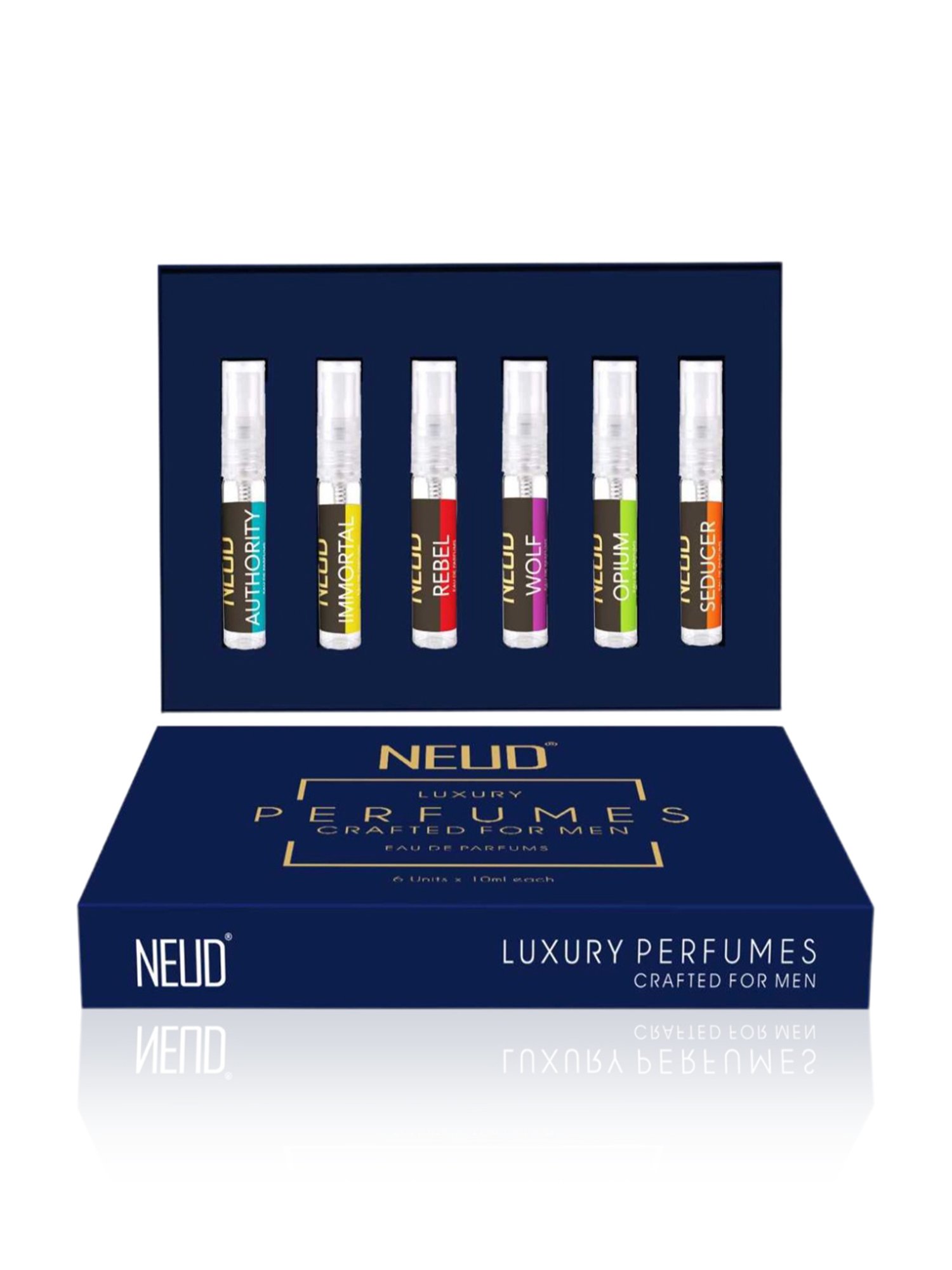 NEUD Luxury Perfumes for Men - 6 Vials x 10 ml Each (Pack of 2)