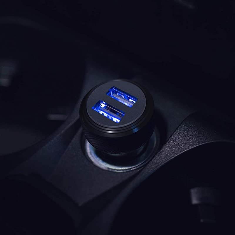 Car Charger,Mini 24W/12V 4.8A Dual USB Car Charger,Car Adapter with Blue LED for iPhone12/12 Pro/Pro Max/11/11 Pro/Pro Max/XR/XS/X,IPad Pro/Air 2/Mini,Samsung Galaxy S21/S20/S9/S8,XiaoMi