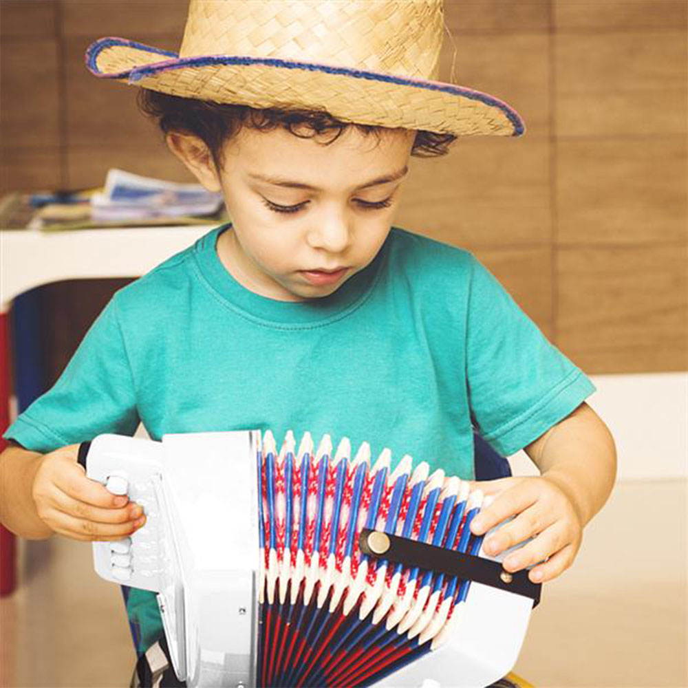 7-Key 2 Bass Kids Accordion Children's Mini Musical Instrument Easy to Learn Music White