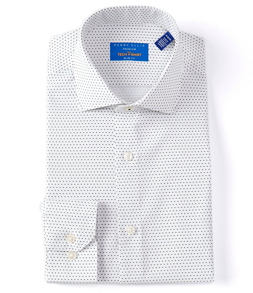 Psycho Bunny Non-Iron Modern Fit Spread Collar Solid Dress Shirt