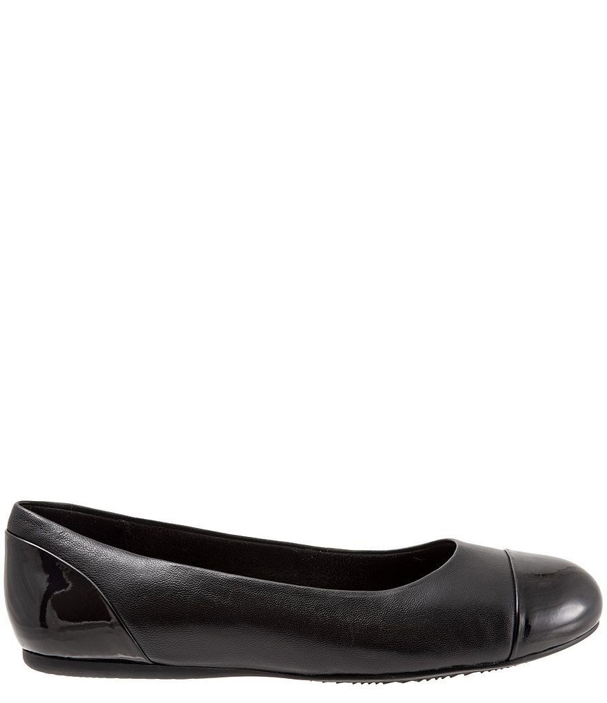SoftWalk Sonoma Leather Cap Toe Ballerina Slip On Flats