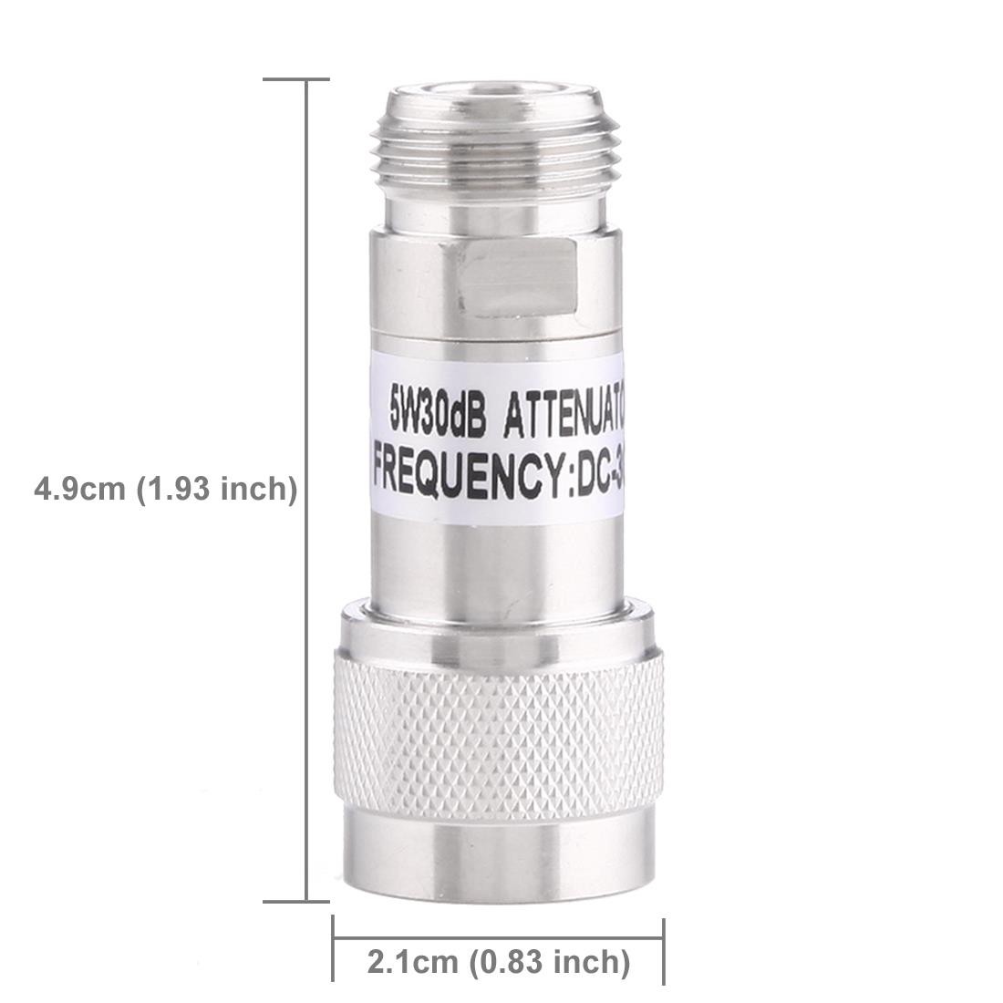 5W 30dBi N Female to N Male DC-13GHz Frequency Gain Attenuator(Silver)