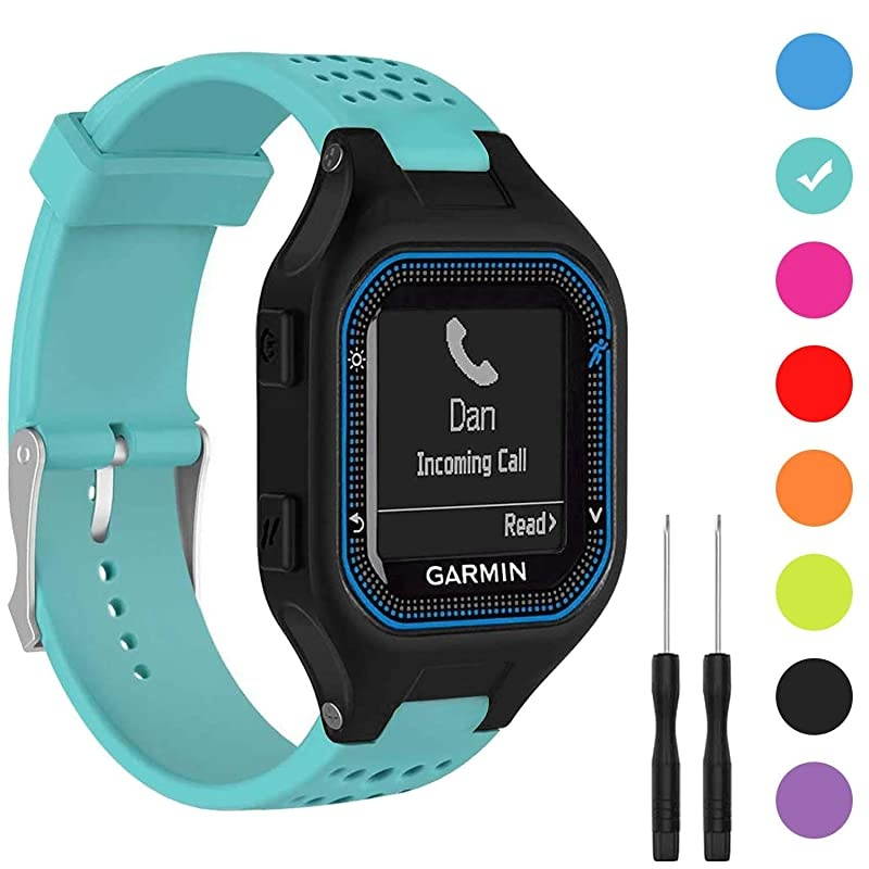Bands Compatible with Garmin Forerunner 25 Soft Silicone Replacement Watch Band Strap for Garmin Forerunner 25 GPS Running Watch LTeal Large