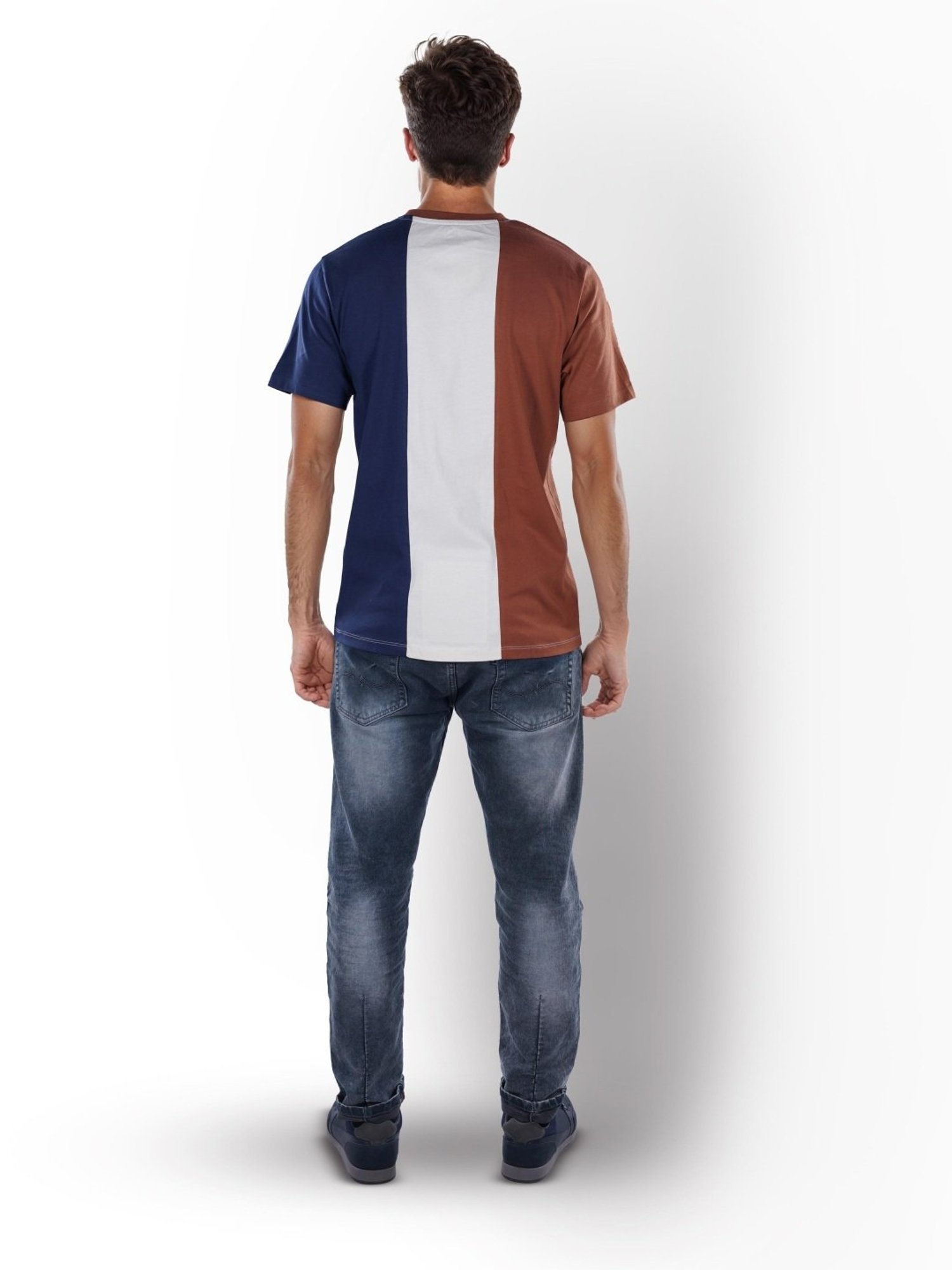 Celio* Navy Straight Fit Colour Block T-Shirt
