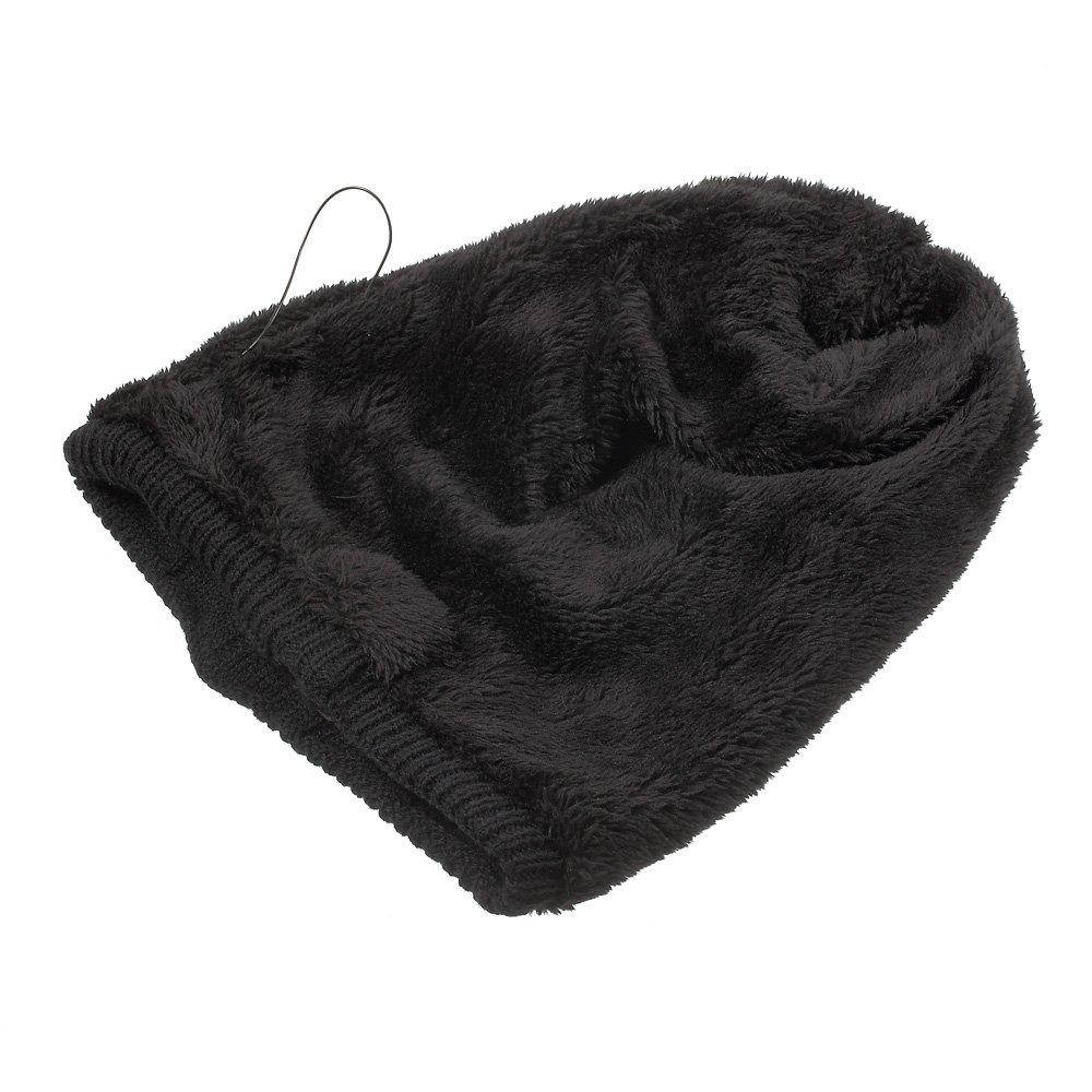 Wireless Music Hat, Knit Winter Warm Beanie w/ Built-in Compatible with Bluetooth Stereo Headphone, Microphone for Hands-Free Calling - Black