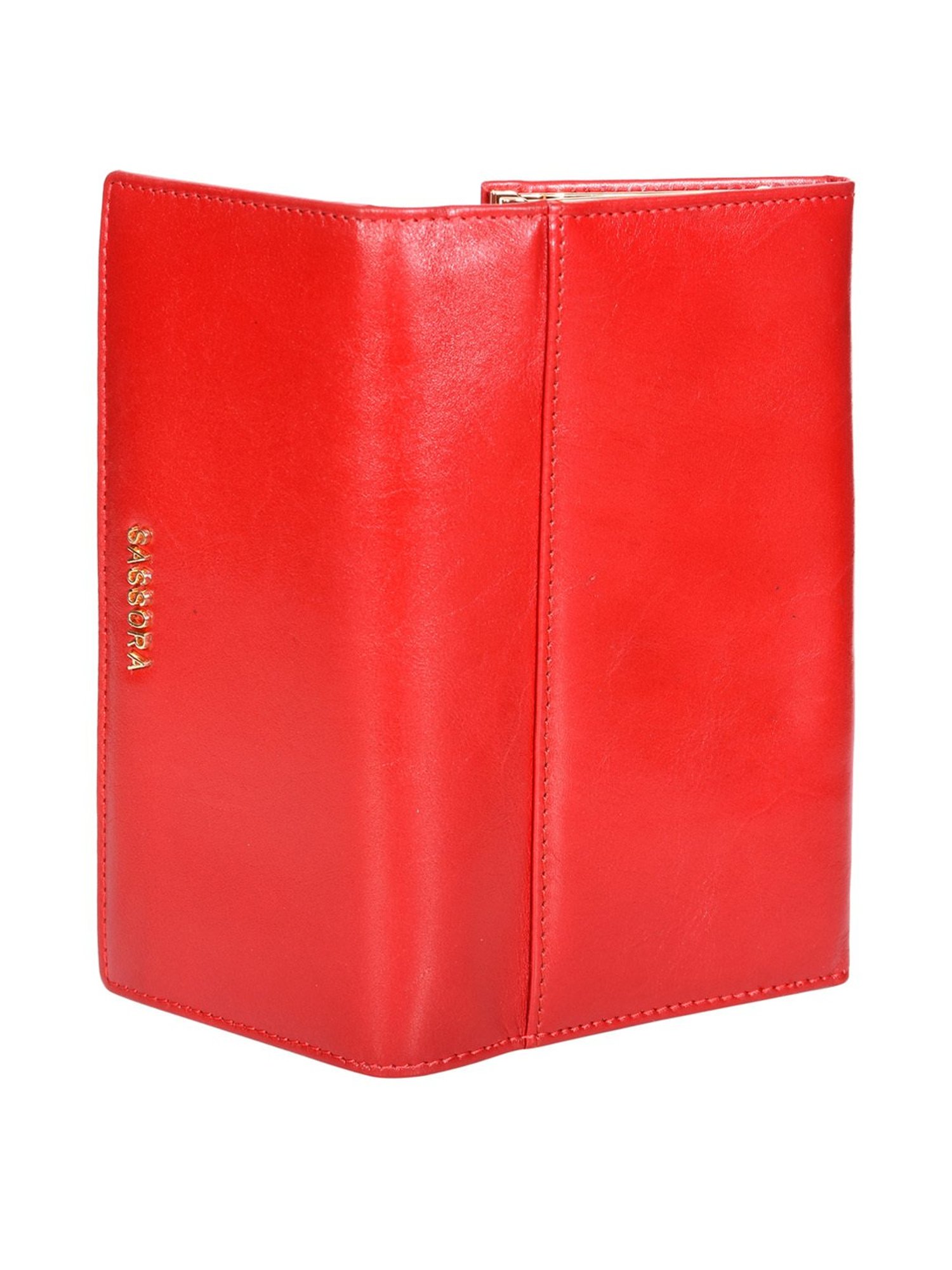 SASSORA Red Solid Rfid Wallet for Women