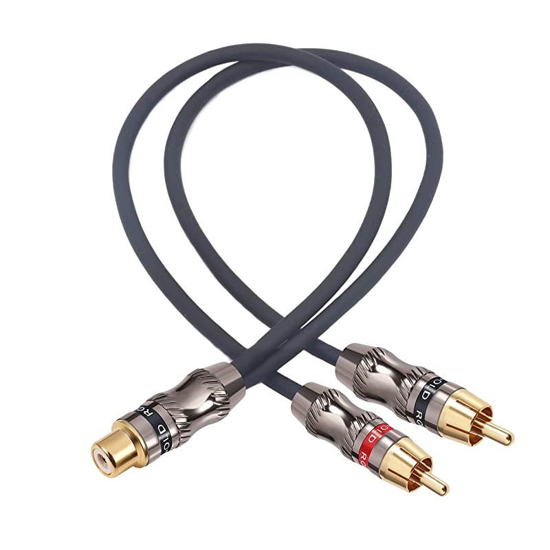 RCAPhono Splitter Cable RCA Female to Dual Male Gold Plated Adapter Stereo Audio YCable Heavy Duty 1 Female to 2 Male 10quot25 cm