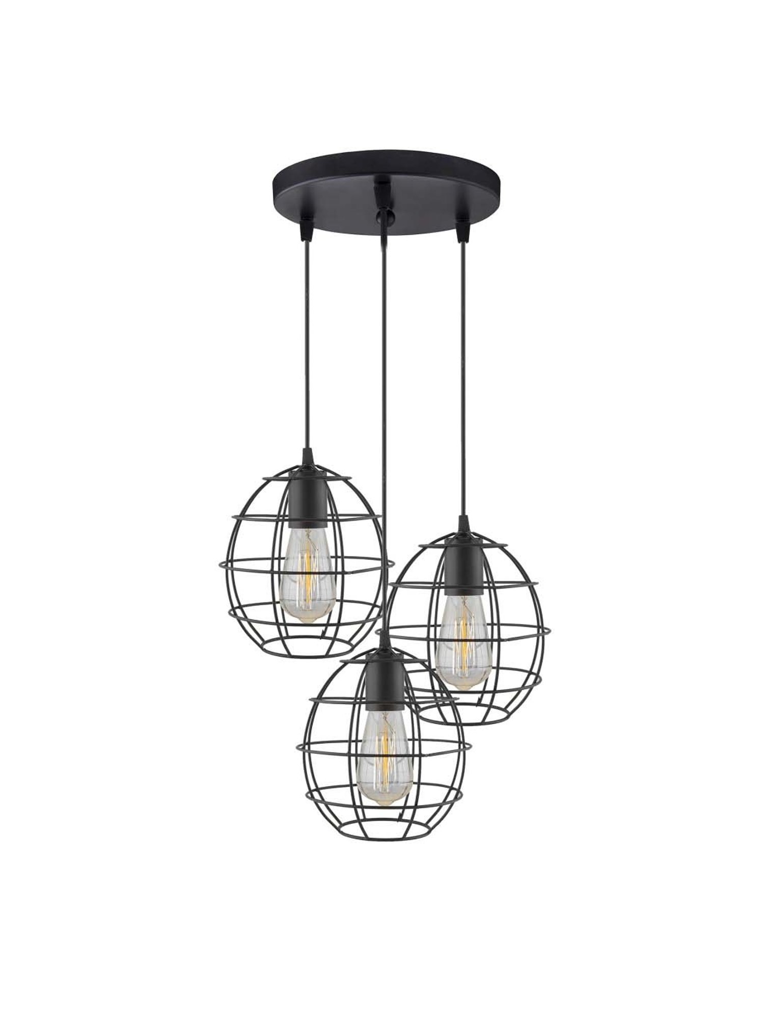 Homesake 3-Lights Round Cluster Black Metal Sphere Pendant Light - Set of 1 (Bulb not included)
