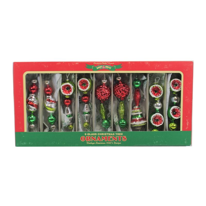 Shiny Brite 4.5" Holiday Splendor Shape Icicles Ornament Set/9 Drop Reflector  -  Ornament Sets