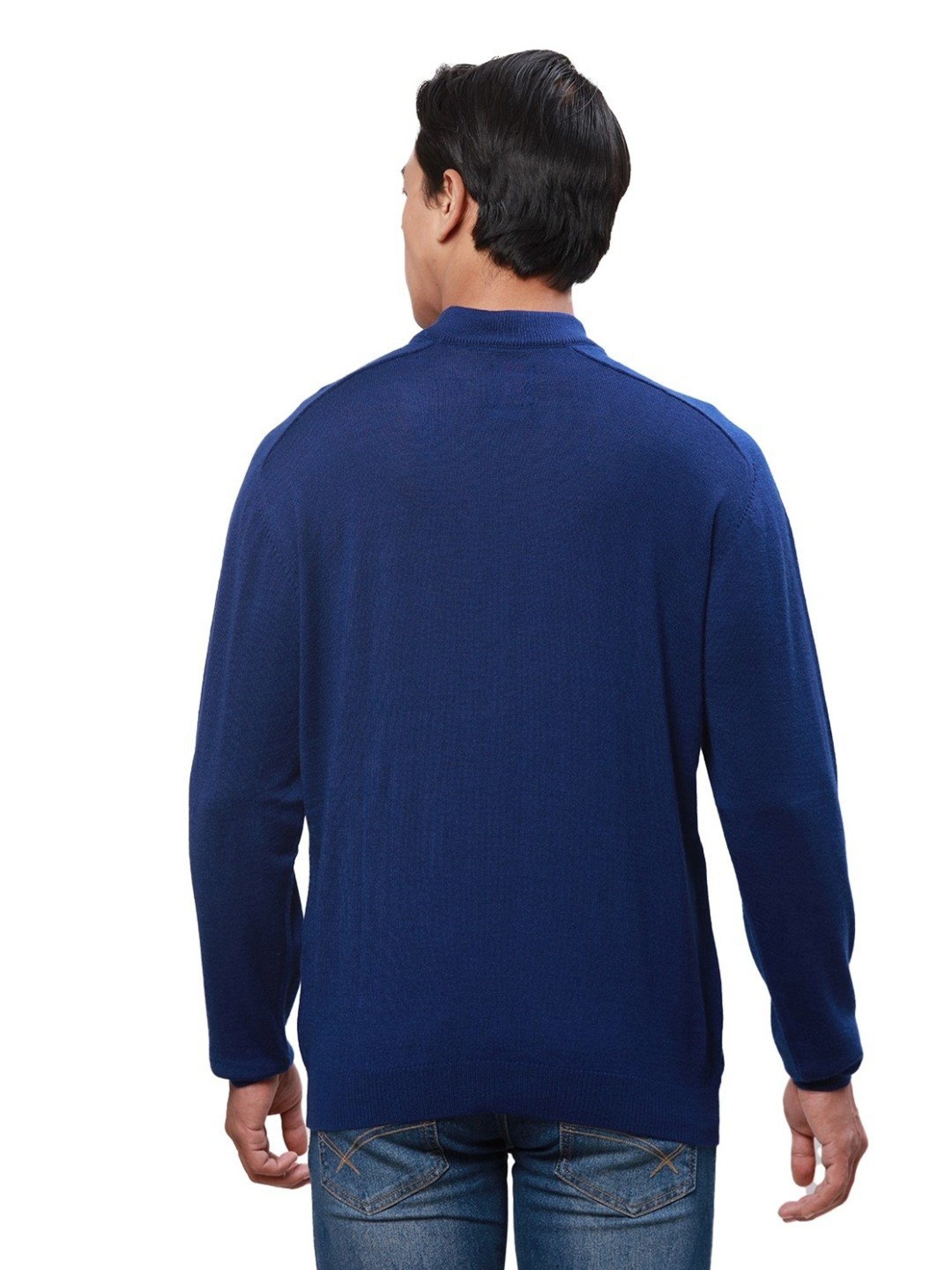 Park Avenue Blue Regular Fit Sweater