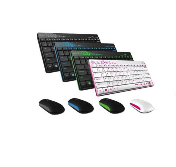 Rapoo 8000 Office Ergonomic Design Keyboard And Mouse Combo, Cool Exterior Waterproof Wireless, 2.4GHZ 33 Feet Wireless Connection-Black