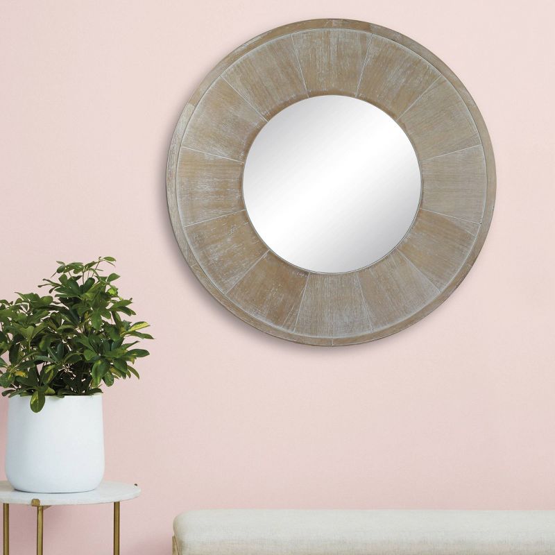 27" Round Rustic Mirror Whitewash - Stonebriar Collection