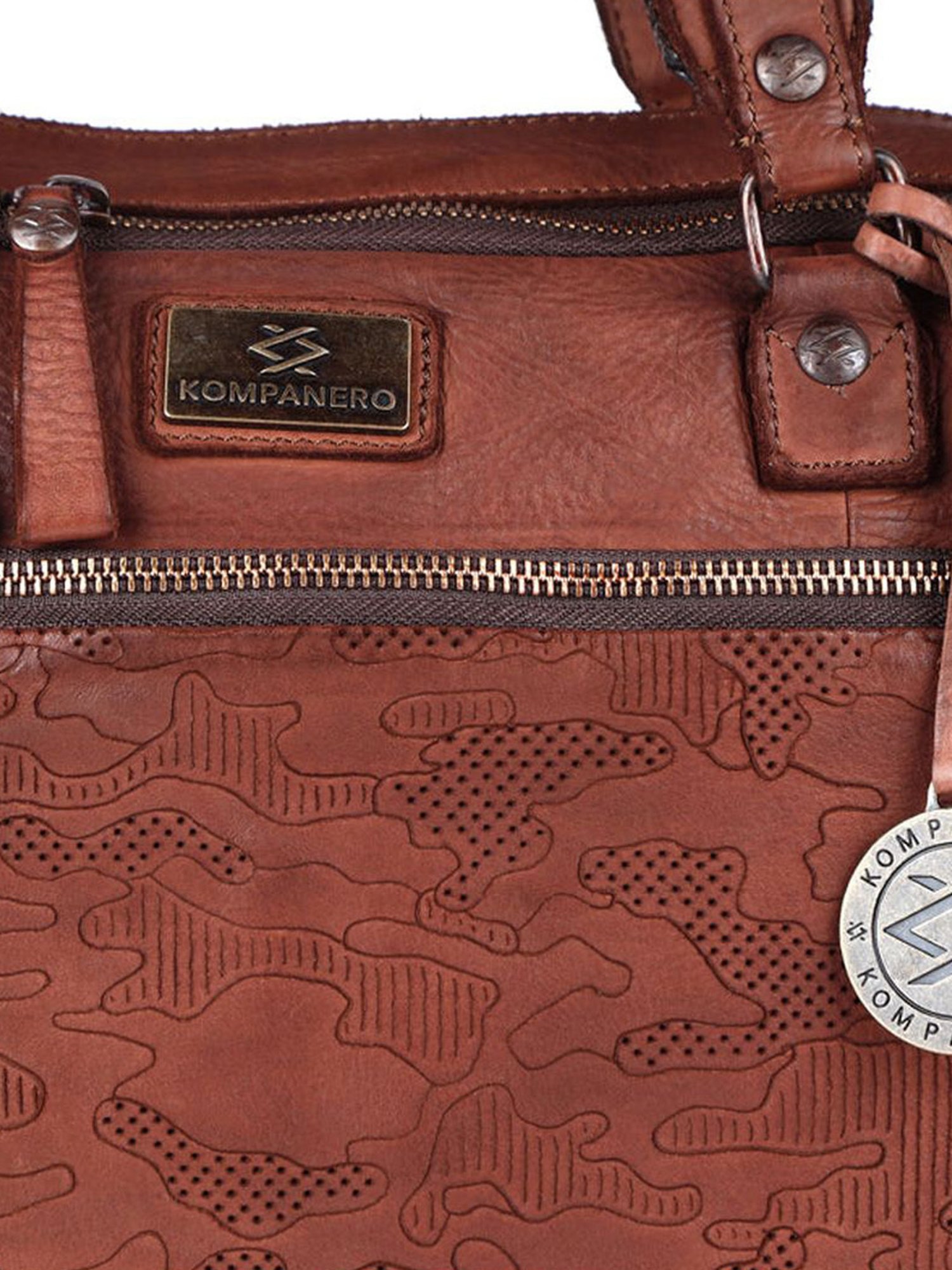 KOMPANERO Garrison Cognac Leather Solid Messenger Bag