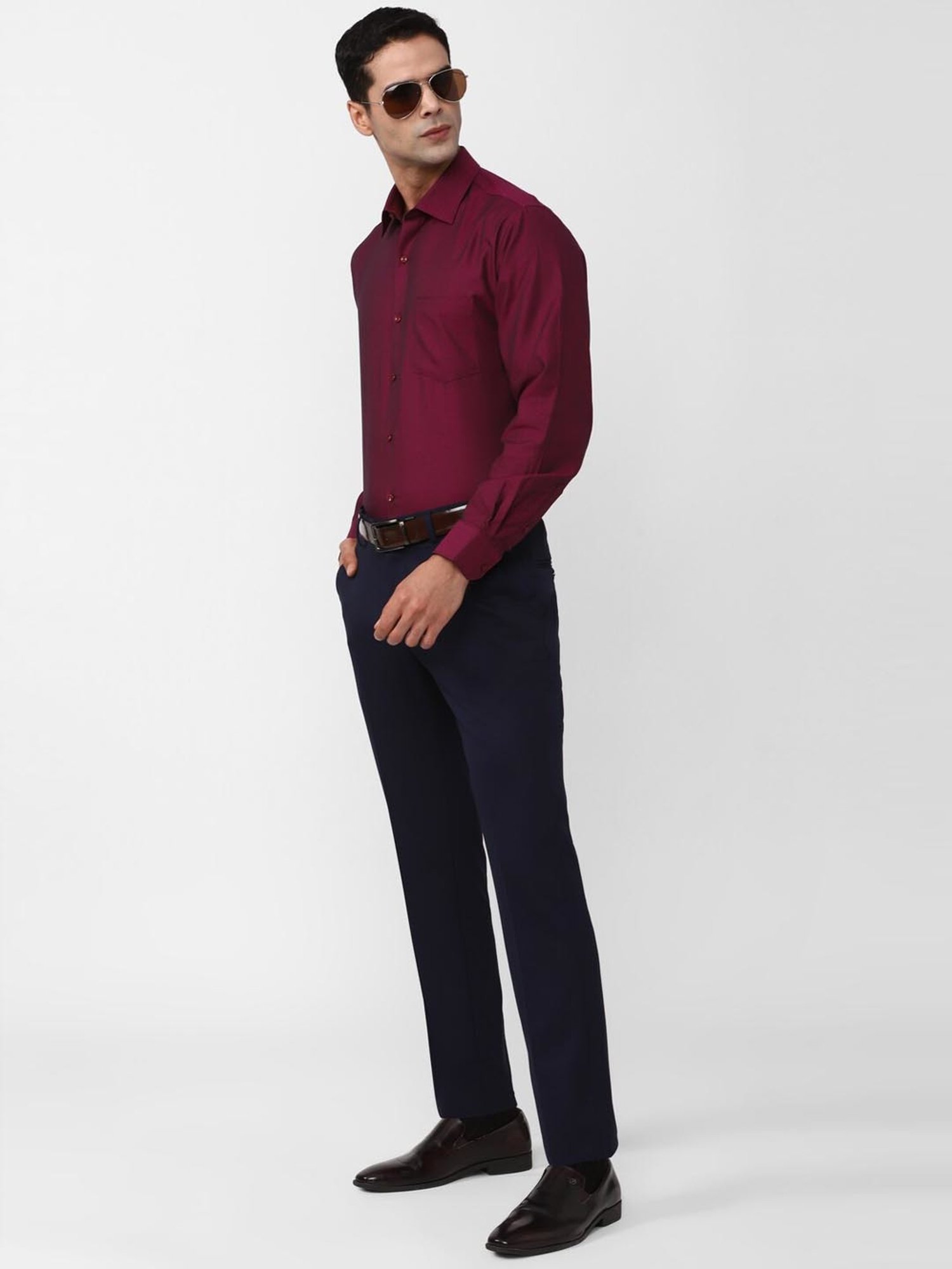 V Dot Navy Skinny Fit Trousers