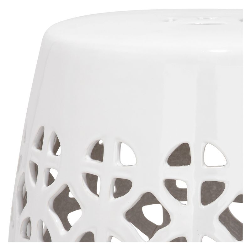 White Circle Lattice Garden Stool - White - Safavieh