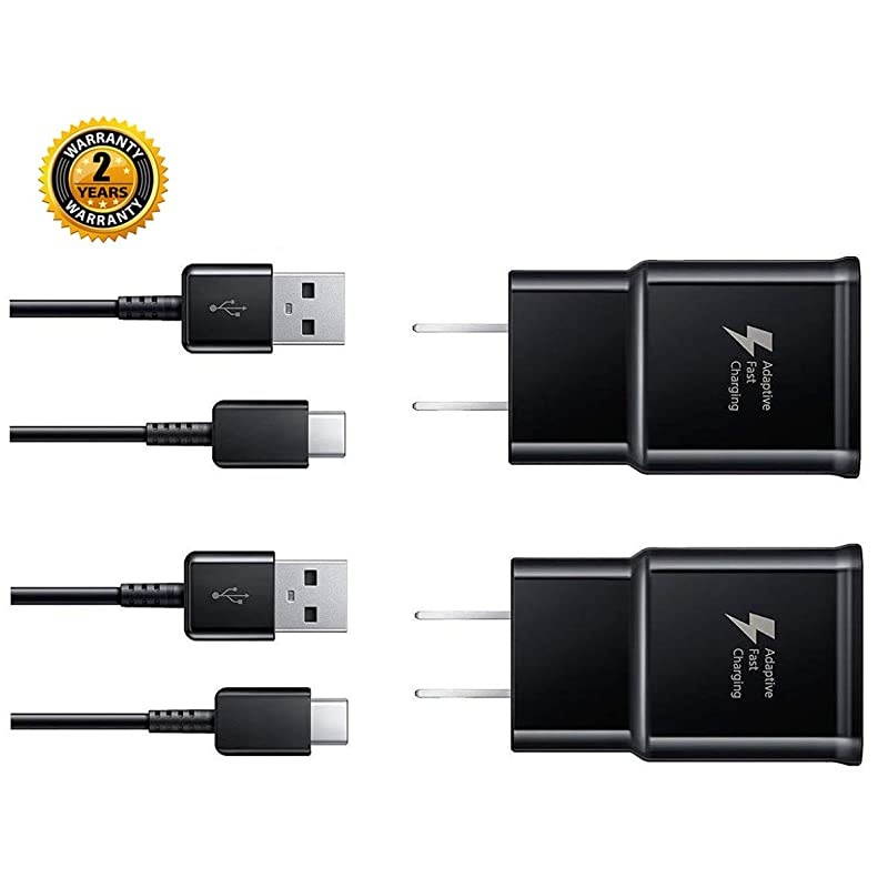 Wall Charger Adaptive Fast Charger Kit 2 Pack Travel Charging Adapter + 2 TypeC USB Data Cables Compatible with Samsung Galaxy S8S9S10 Plusnote89 and More