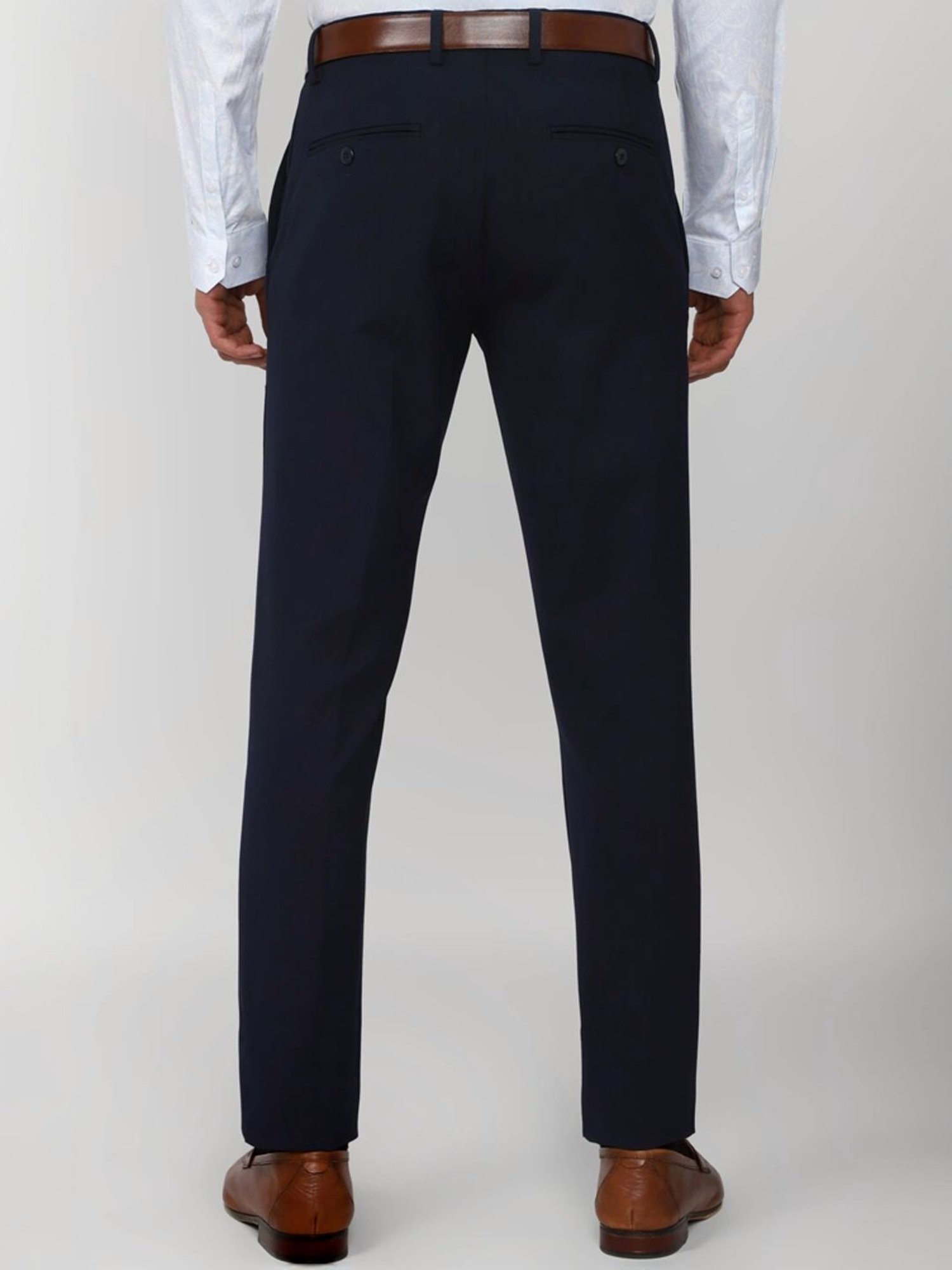 Peter England Navy Slim Fit Trousers