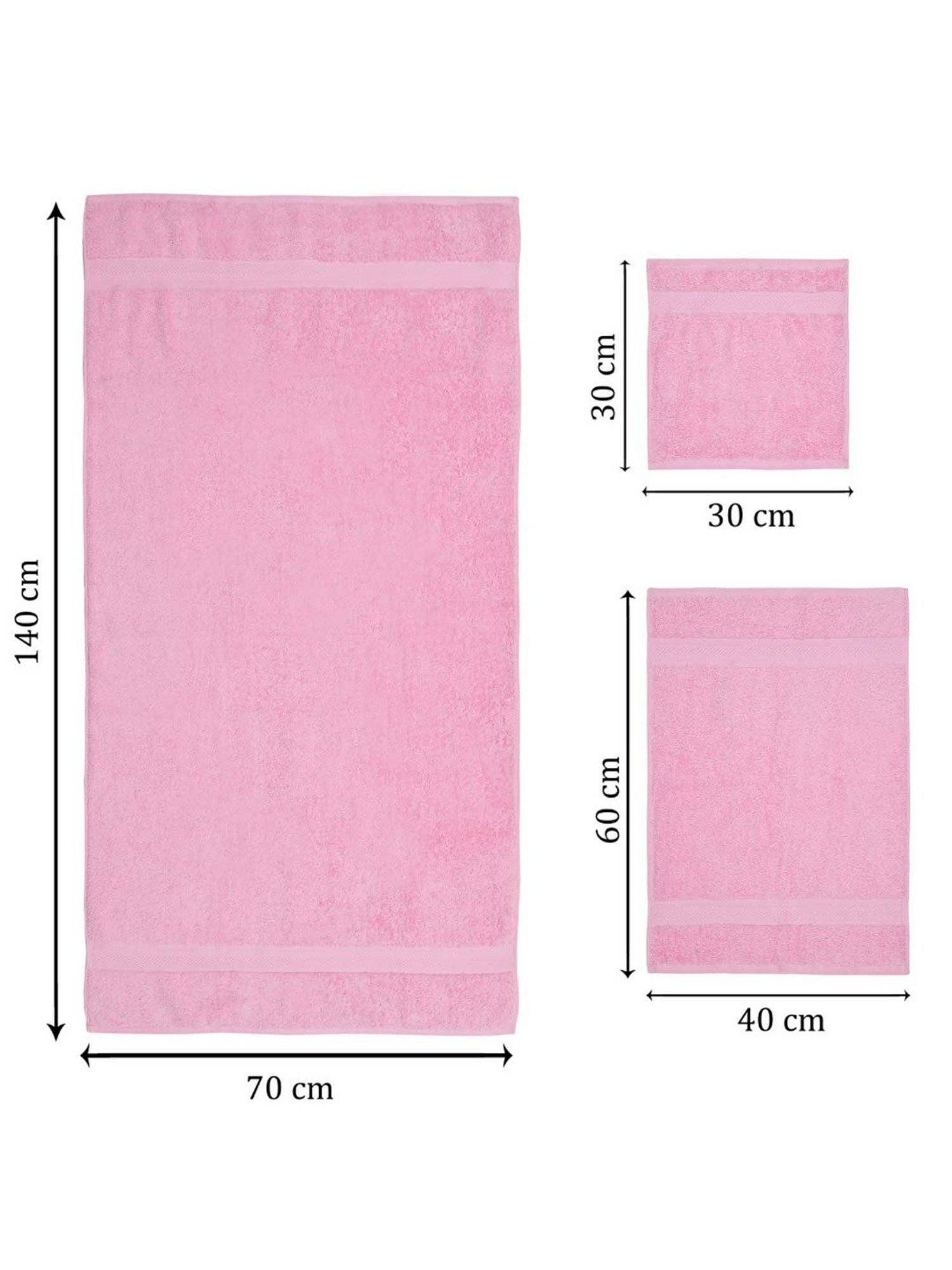 Haus & Kinder Self Pink & Navy Blue 500 GSM Cotton Towel Combo - Set of 6